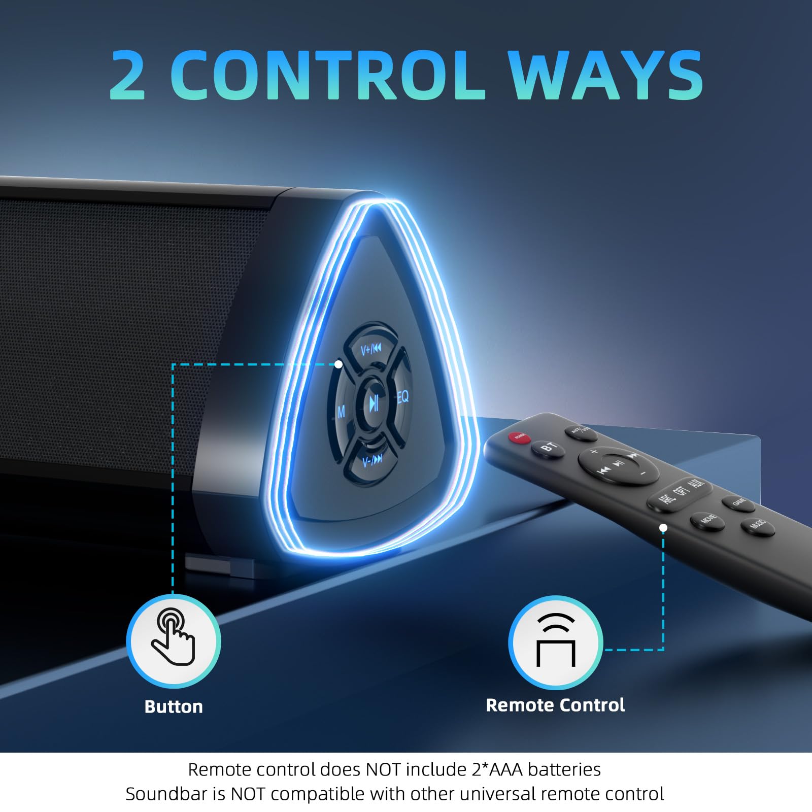 Desobry 16 Inch Sound Bar For Smart Tv, Small Soundbar With Surround Sound System, Bluetooth Sound Bar With Hdmi/Arc/Aux/Coaxial