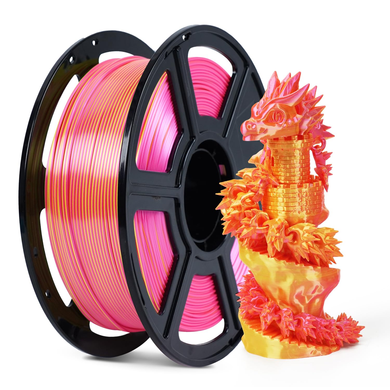 FLASHFORGE Silk PLA 3D Printer Filament, Silk Shiny Fast Color Change, Multicolored Silk PLA Gradient Filament 1.75mm 1KG (2.2lb
