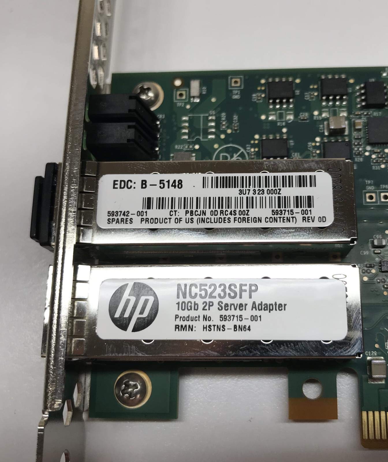 HP 593715 001 NC523SFP 10GB 2 Port Server Adapter   593717 B21, 593742 001