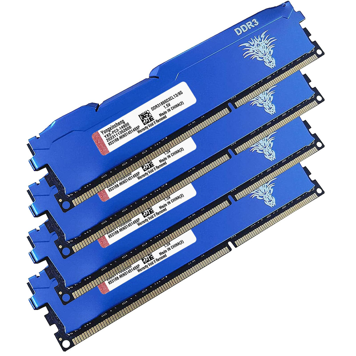 Yongxinsheng Ddr3 32Gb Kit (8Gbx4) Desktop Ram 1866Mhz Pc3 14900 Udimm Non Ecc Unbuffered 1.5V 2Rx8 Dual Rank 240 Pin Cl13 Pc Co
