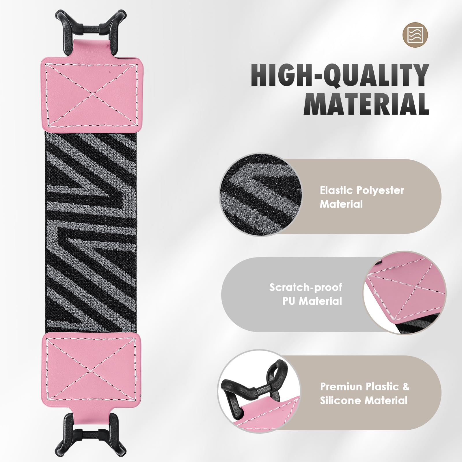 MoKo Security Hand Strap for 9 11 Inch Tablet, iPad/iPad Pro/iPad Air/Kindle Fire HD/Samsung, High Elasticity Versatile Hand Strap Lightweight Finger Grip Holder, Pink