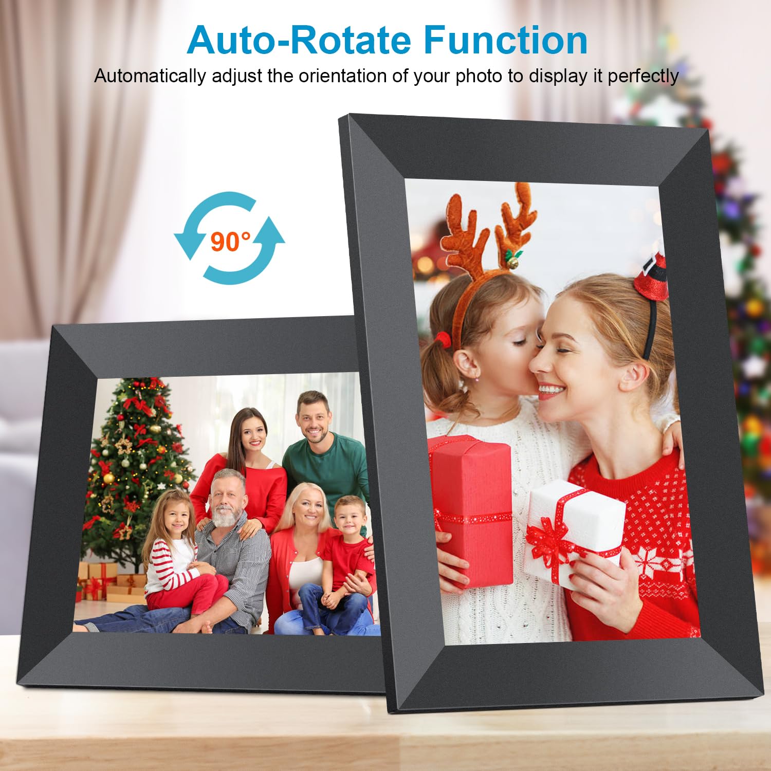 Frameo 10.1 Inch Wifi Digital Picture Frame With 1280 * 800P Ips Touch Screen Hd Disply,Video Clips And Slide Show,Auto Rotate, Wall Mountable,Send Photos Instantly From Anywhere With Via Frameo App