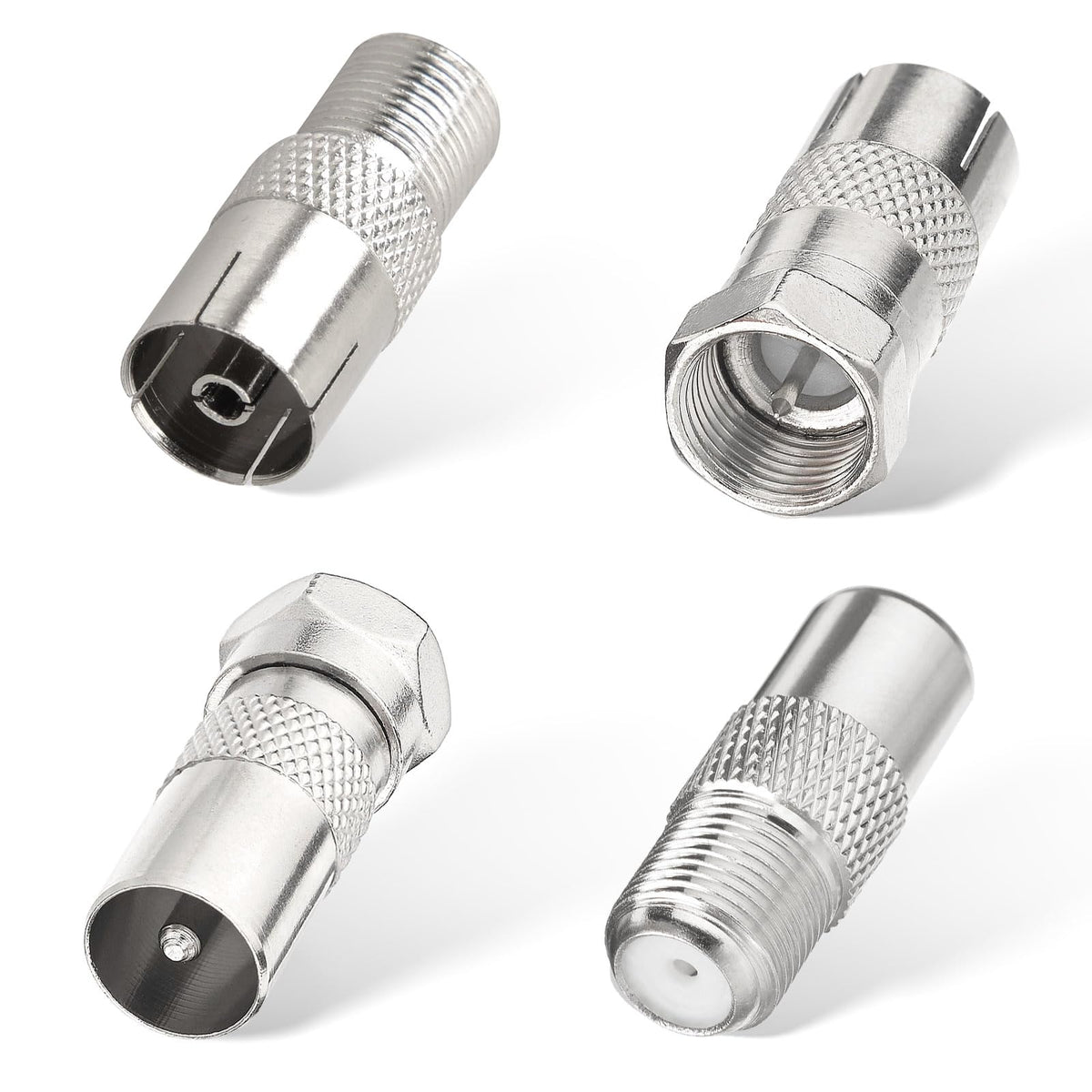 Superbat F Female/Male to TV Pal Male/Female RF Coaxial Adapter Connectors Kit 4 Pcs