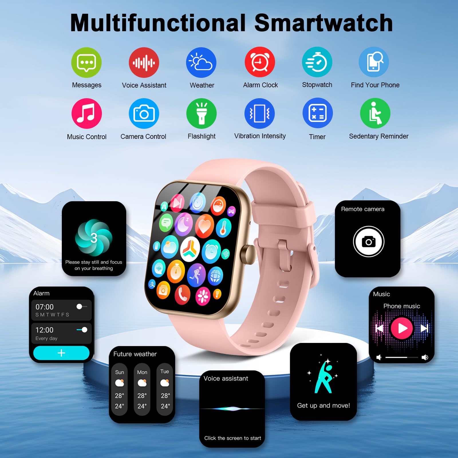 Smart Watch For Women(Answer/Make Call), 2025 New Smartwatch 1.96 '' Hd Fitness Watch With 110+ Sport Modes, Heart Rate, Sleep M