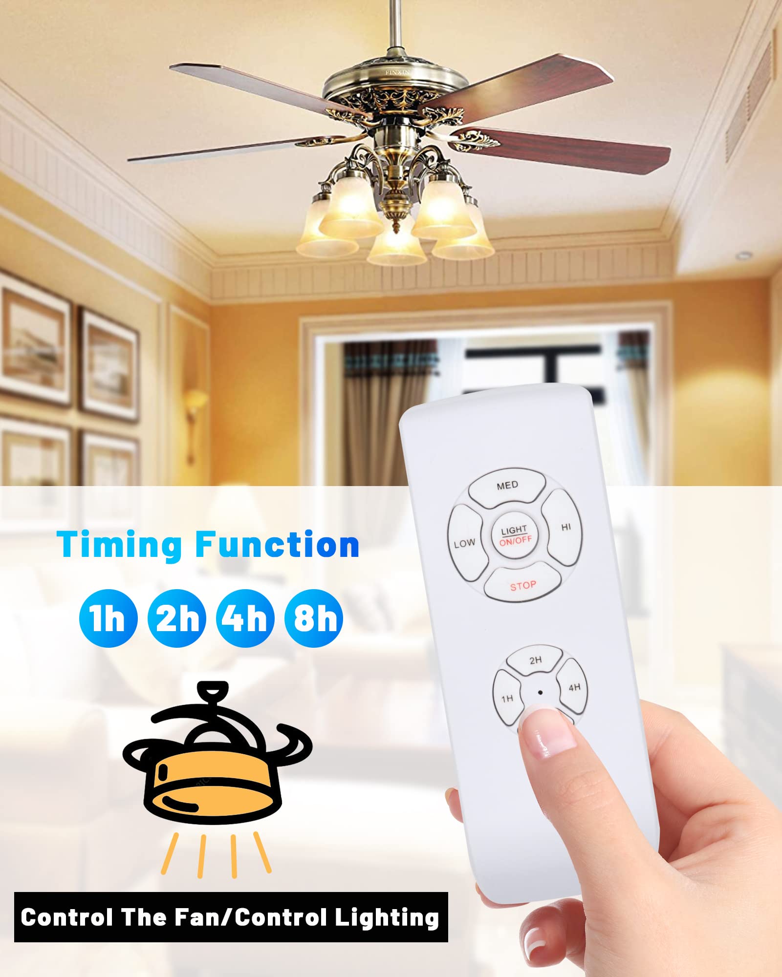 3 Pack Universal Small Size Ceiling Fan Remote Control Kit, Mini Wireless Remote Control And Receiver Kits For Ceiling Fan Lamp