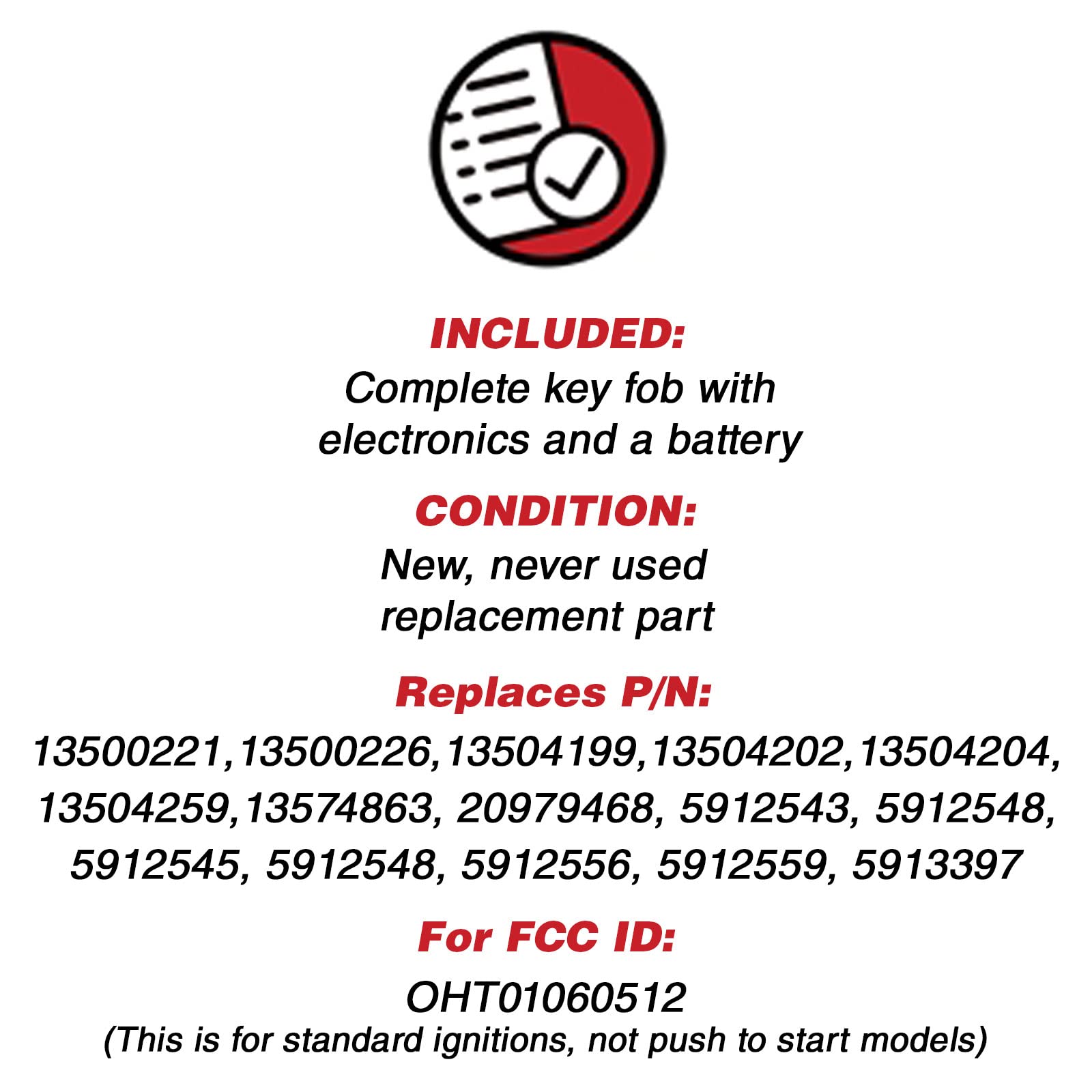 Keylessoption Flip Remote Key Fob 5Btn Remote Start For Gm (Oht01060512)