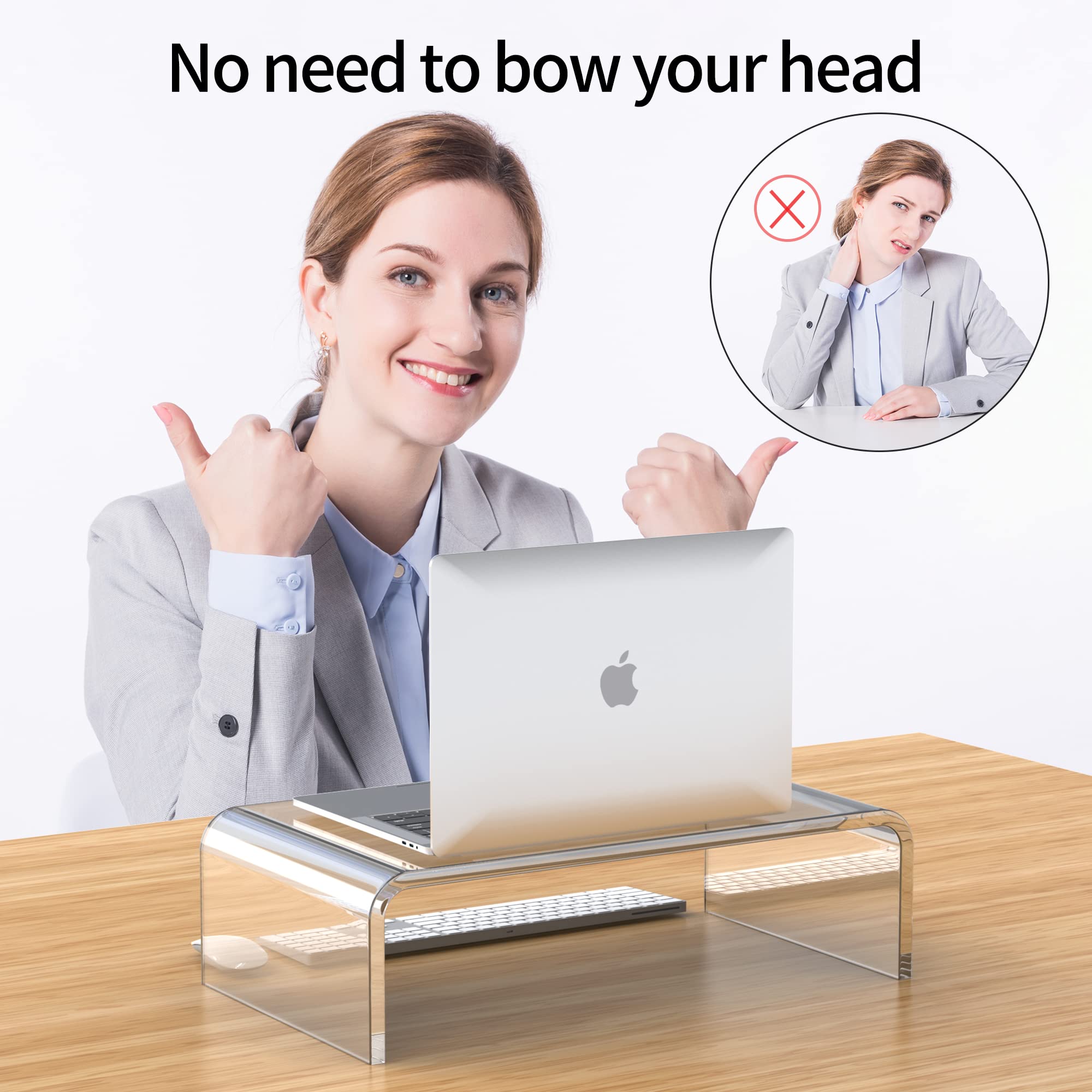 Beimu Acrylic Monitor Stand Riser Clear Laptop Stand For Desk Acrylic Monitor Riser For Desk Accessories Aesthetic Laptop Riser