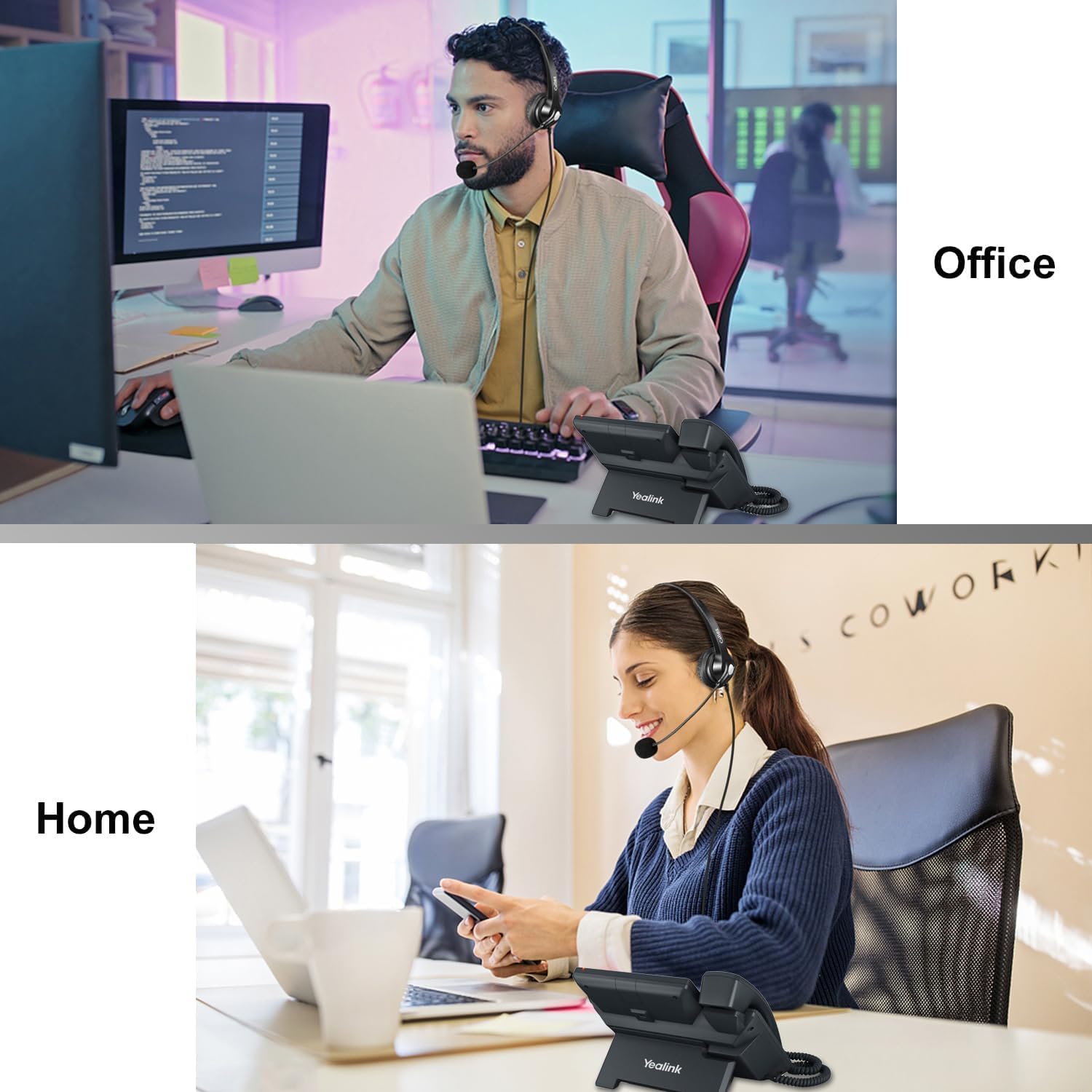 Callez Office Phone Headset With Microphone Noise Cancelling, Rj9 Telephone Headsets Compatible With Yealink Voip Phone T46S T48