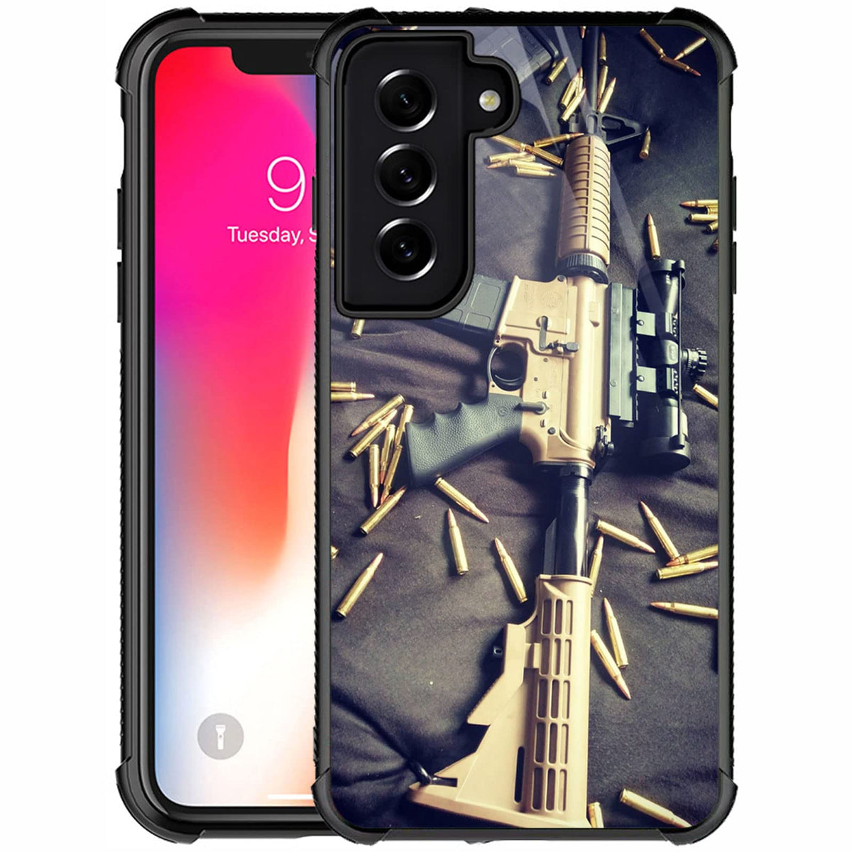 Carloca Compatible With Samsung Galaxy S21 Case,Ar 15 Military Lover Pattern Design For Girl Boy Shockproof Anti Scratch Case Fo