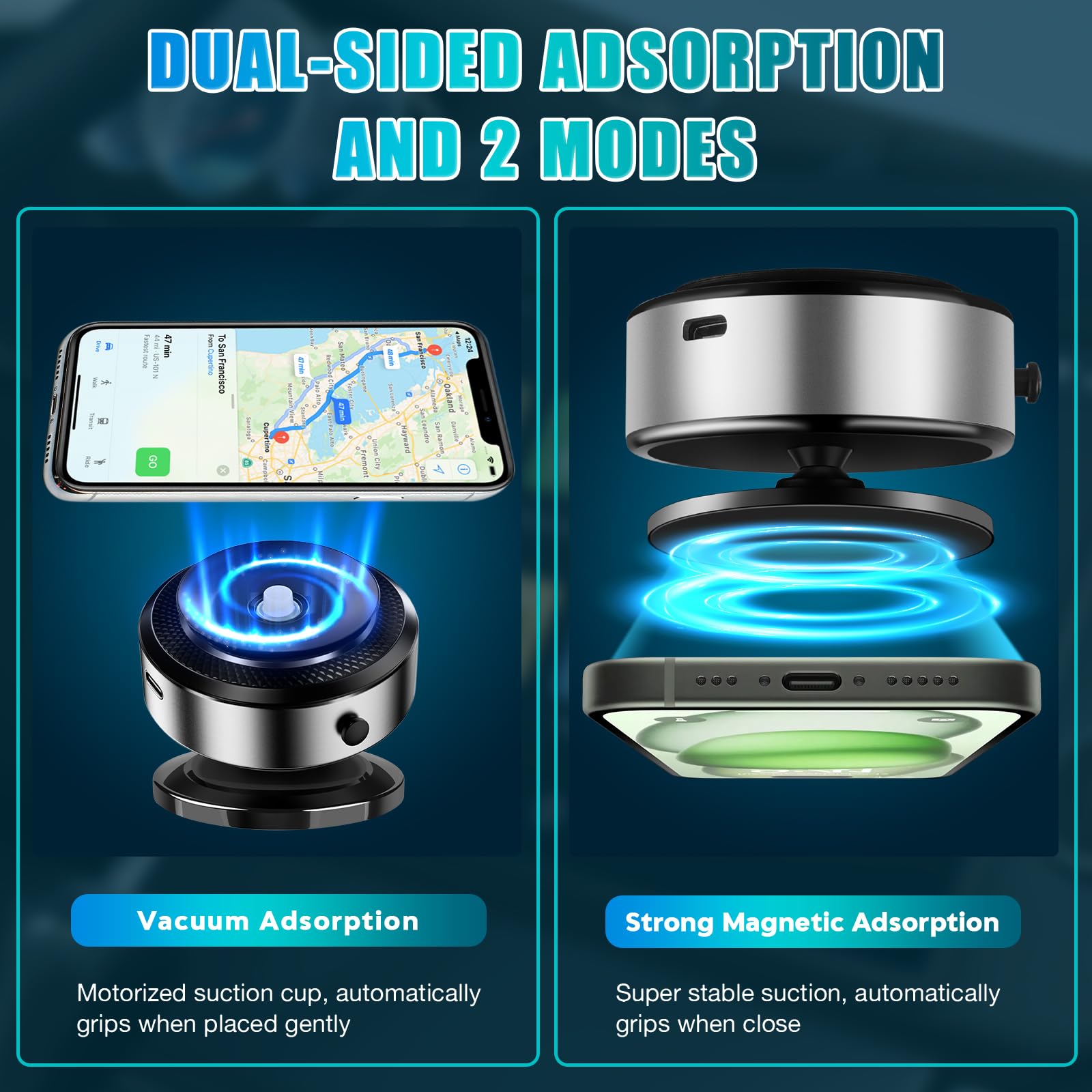 Vacuum Magnetic Suction Cup Phone Mount,360-Degree Rotatable Suction Cup Magnetic Phone Mount Holder For All Phones Universal Ca