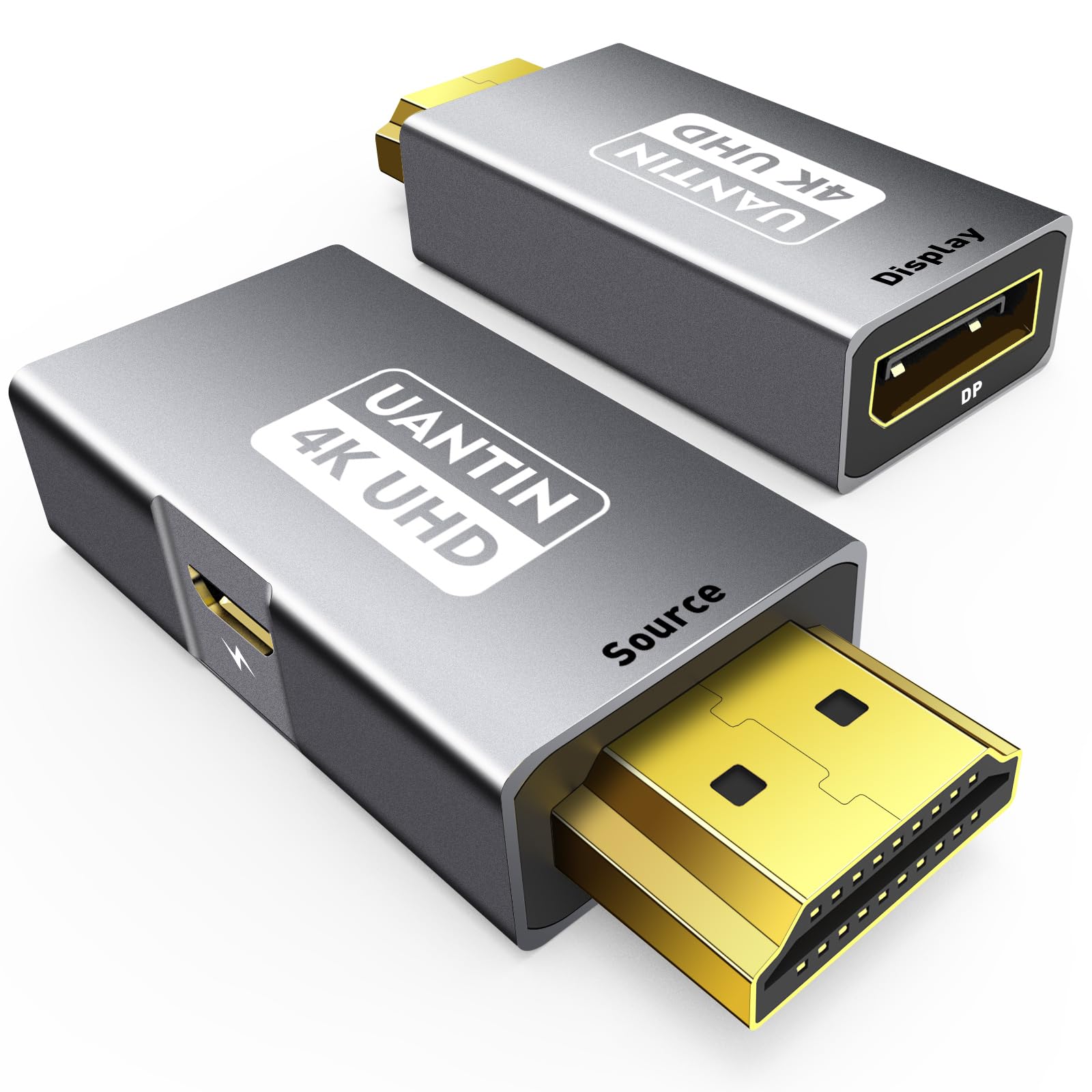 Uantin Hdmi To Displayport Adapter (4K 60Hz,1080P 120Hz) Uni Directional Hdmi Male To Dp Female Converter [2 Pack] For Monitor C