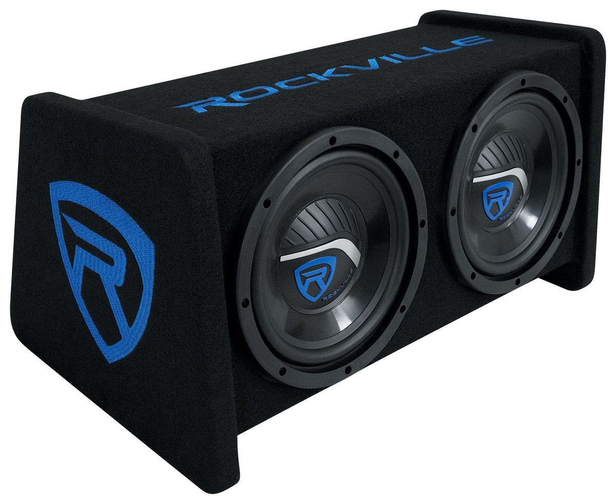 Rockville RV208P Dual 8' 800w Car Audio Subwoofers in Vented Sub Enclosure Box,Black