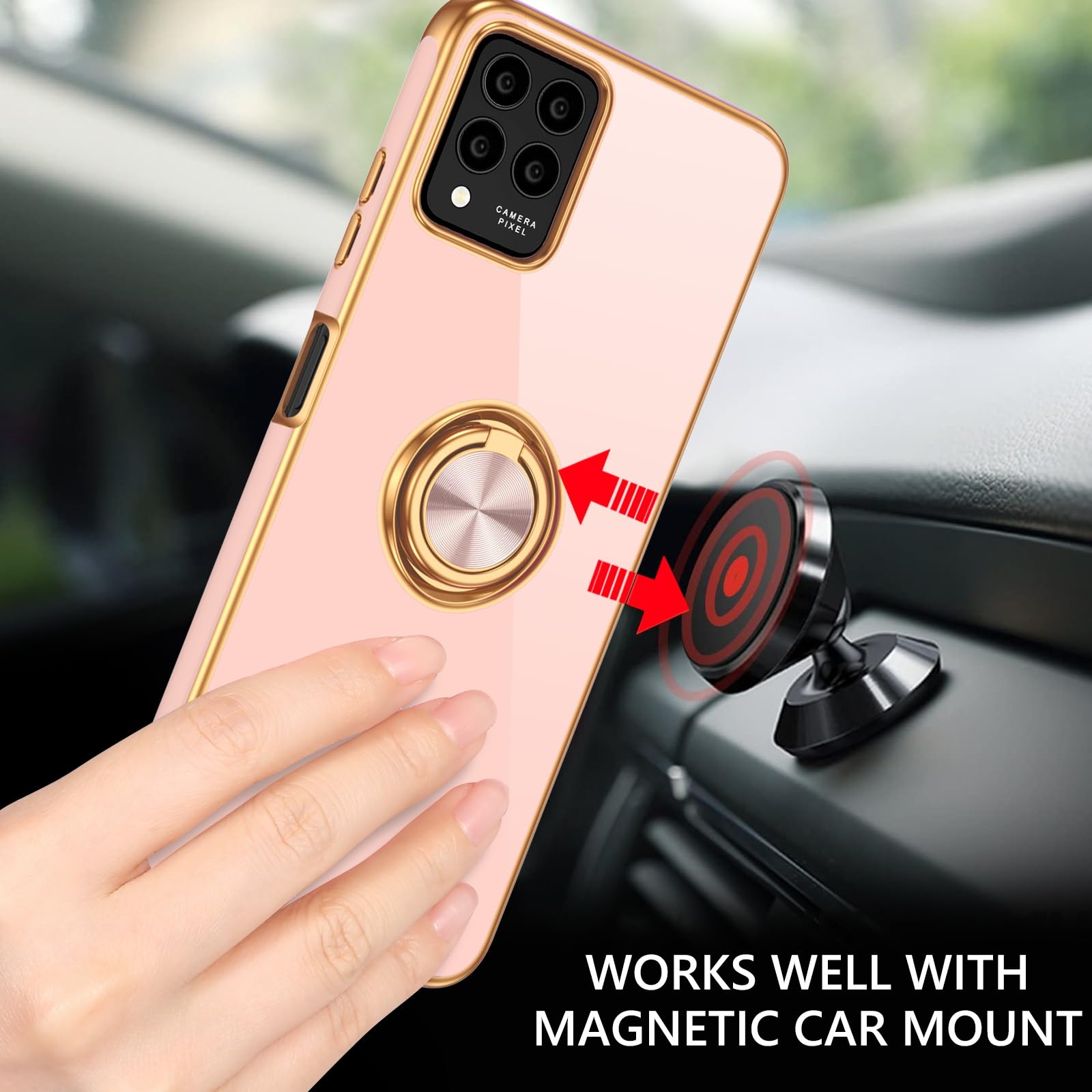 Guagua For T-Mobile Revvl 6 Pro/6X Pro Case With 360 Ring Holder Kickstand Magnetic Car Mount Supported Slim Soft Tpu Shockproof