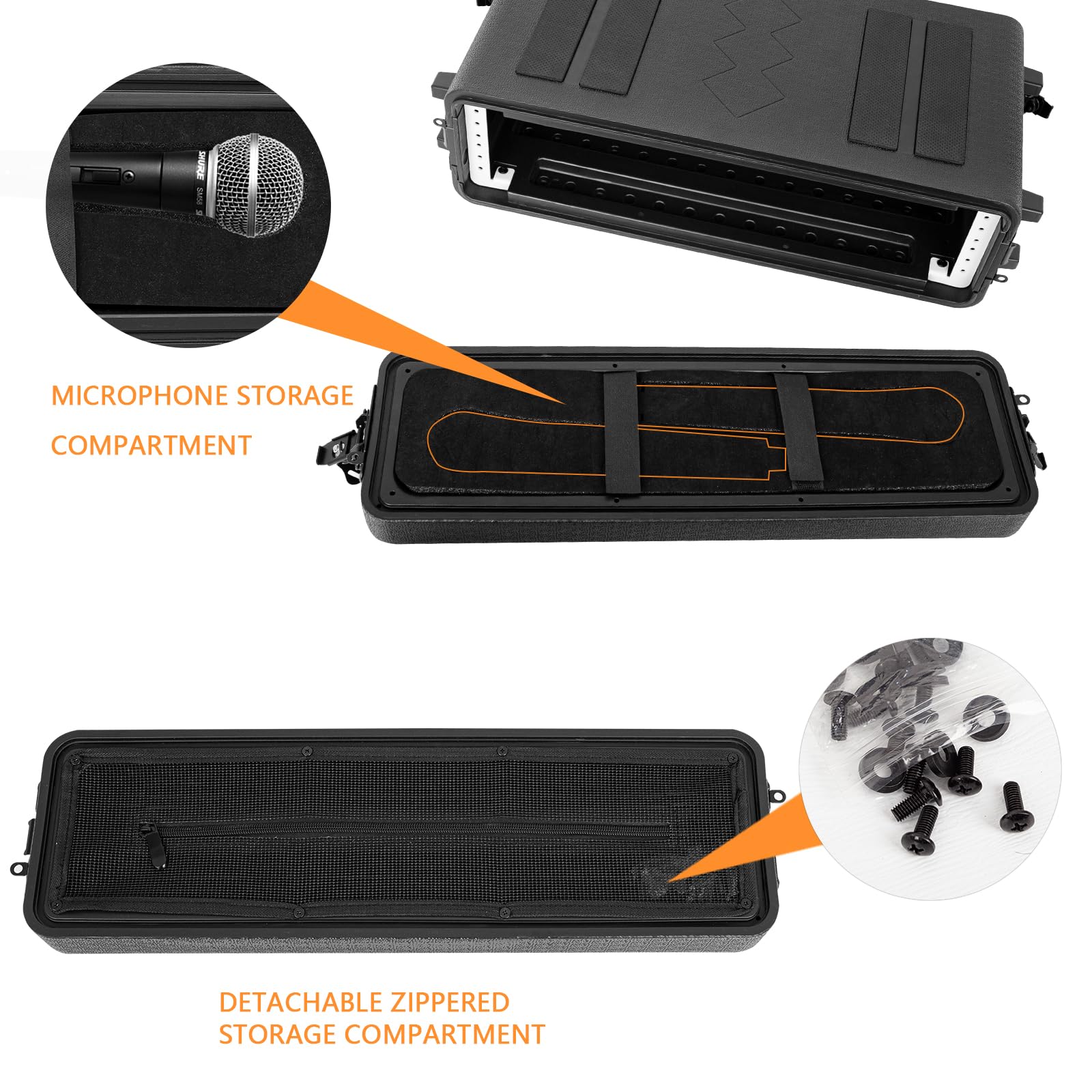 2U Rack Mount, Molded Pro Audio Pa Dj Case, Waterproof Hard Case With Custom Foam, Wireless Mic/Amp/Effect/Mixer Storage
