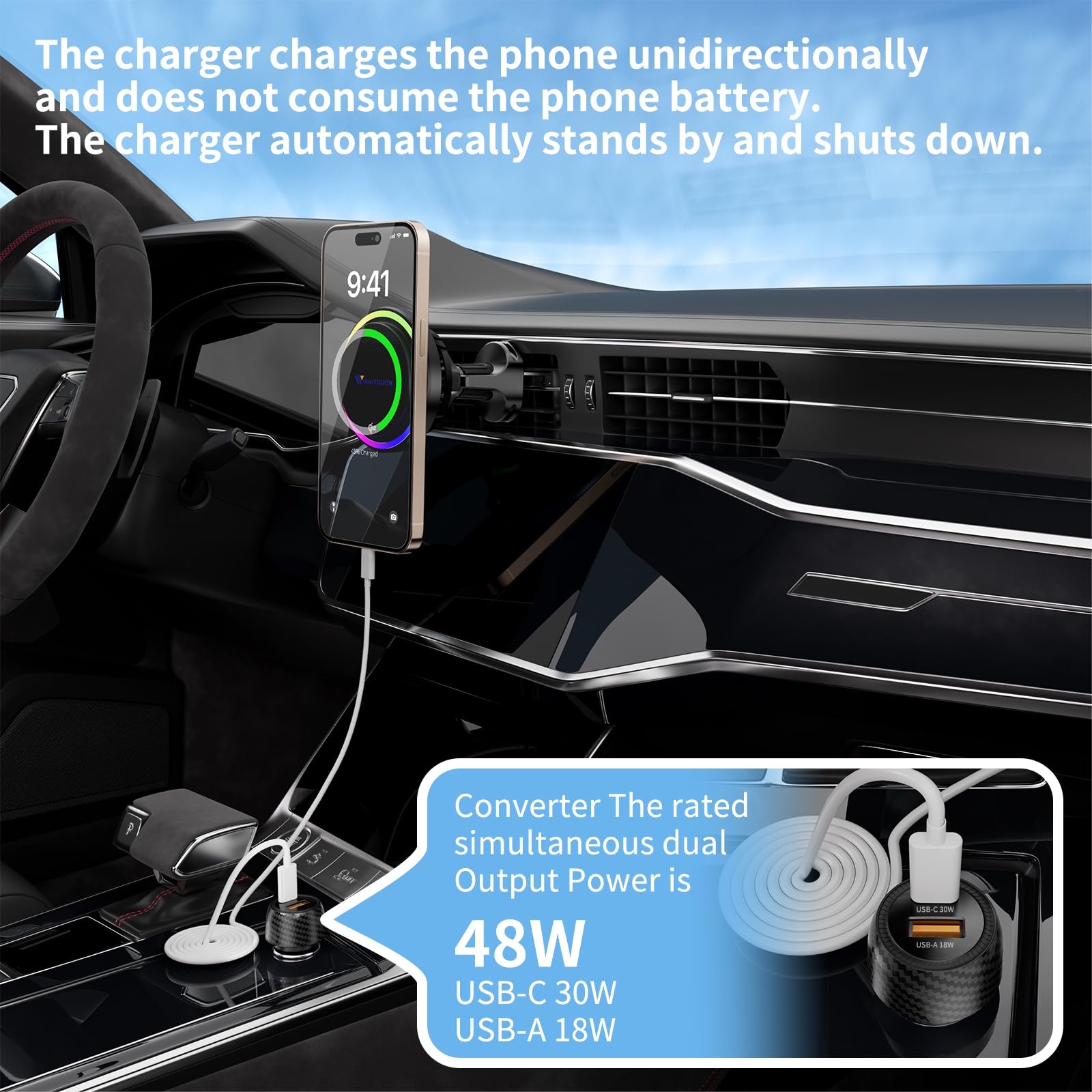 Qi2 15W Wireless Car Charger Mount[Fastest Charging Speed] Car Charger For Iphone 16/15/14/13/12 Pro Max/Mini And Others Phone,