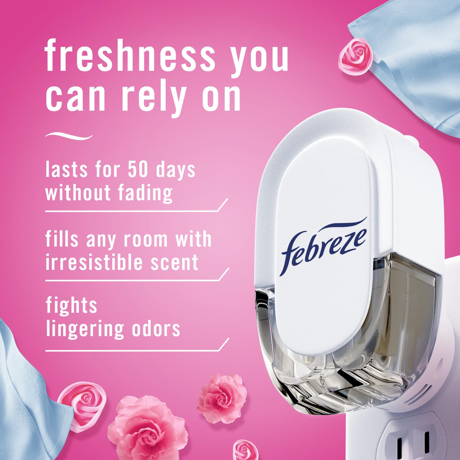Febreze Air Freshener Plug In, Wall Diffuser, Plug In Air Fresheners For Home, Downy April Fresh Scent, Odor Fighter For Strong