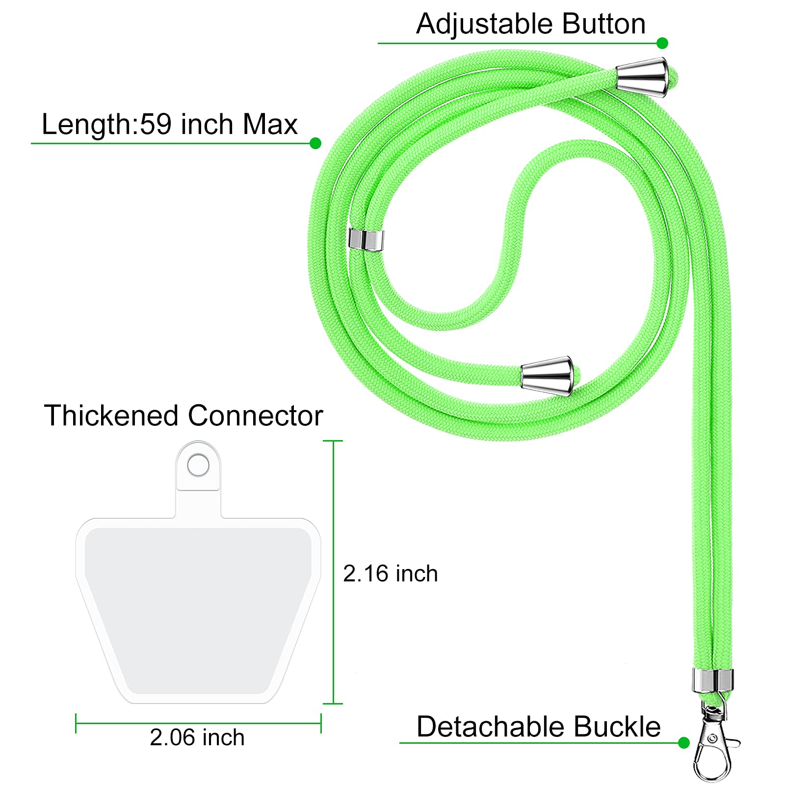 4 Pieces Universal Cell Phone Lanyard Crossbody Adjustable Nylon Phone Lanyard For Around Neck For Most Phones (Green Color Seri