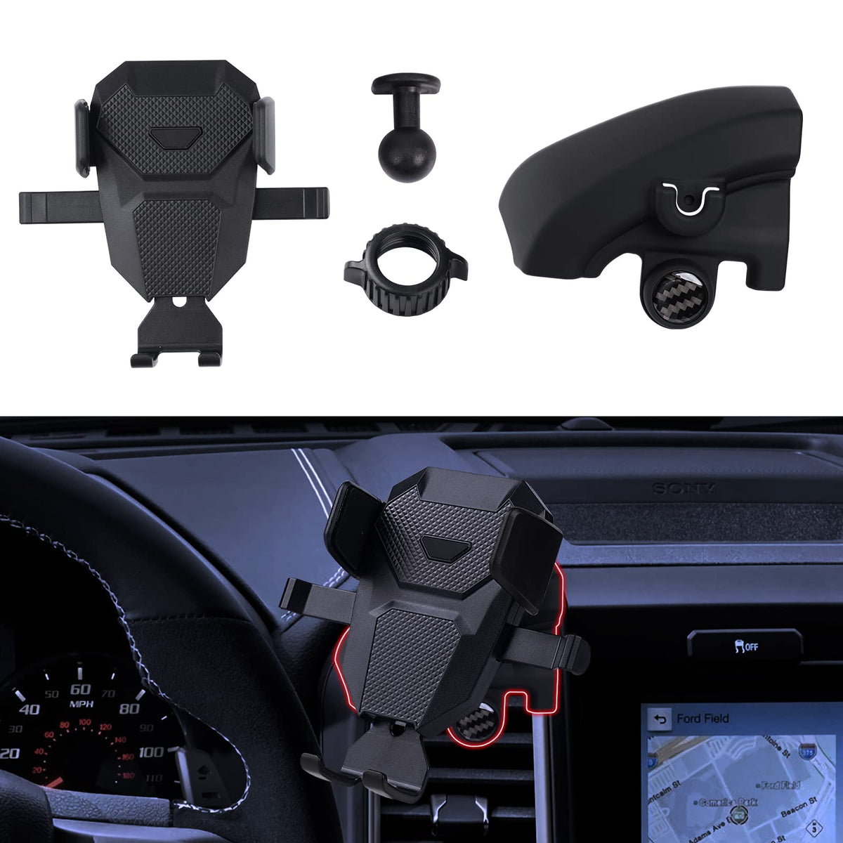 Karltys Car Phone Holder For Ford F-150 2021-2023 Accessories F150 Cell Phone Holder Air Vent Mount For 4-7 Inch Phones Hands Fr