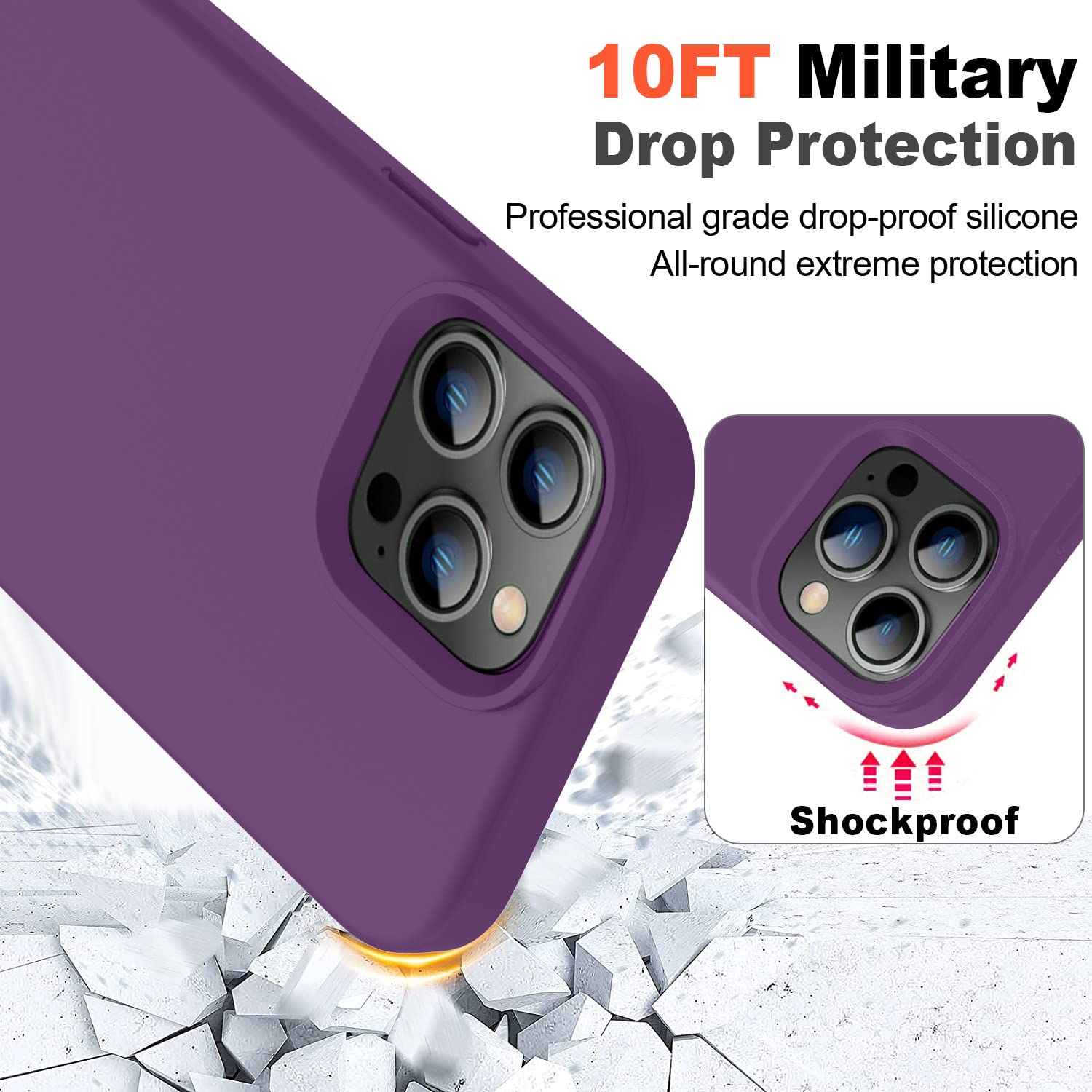 Love 3000 Compatible With Iphone 14 Pro Case With Screen Protector, Slim Premium Liquid Silicone Phone Case For Iphone 14 Pro, [