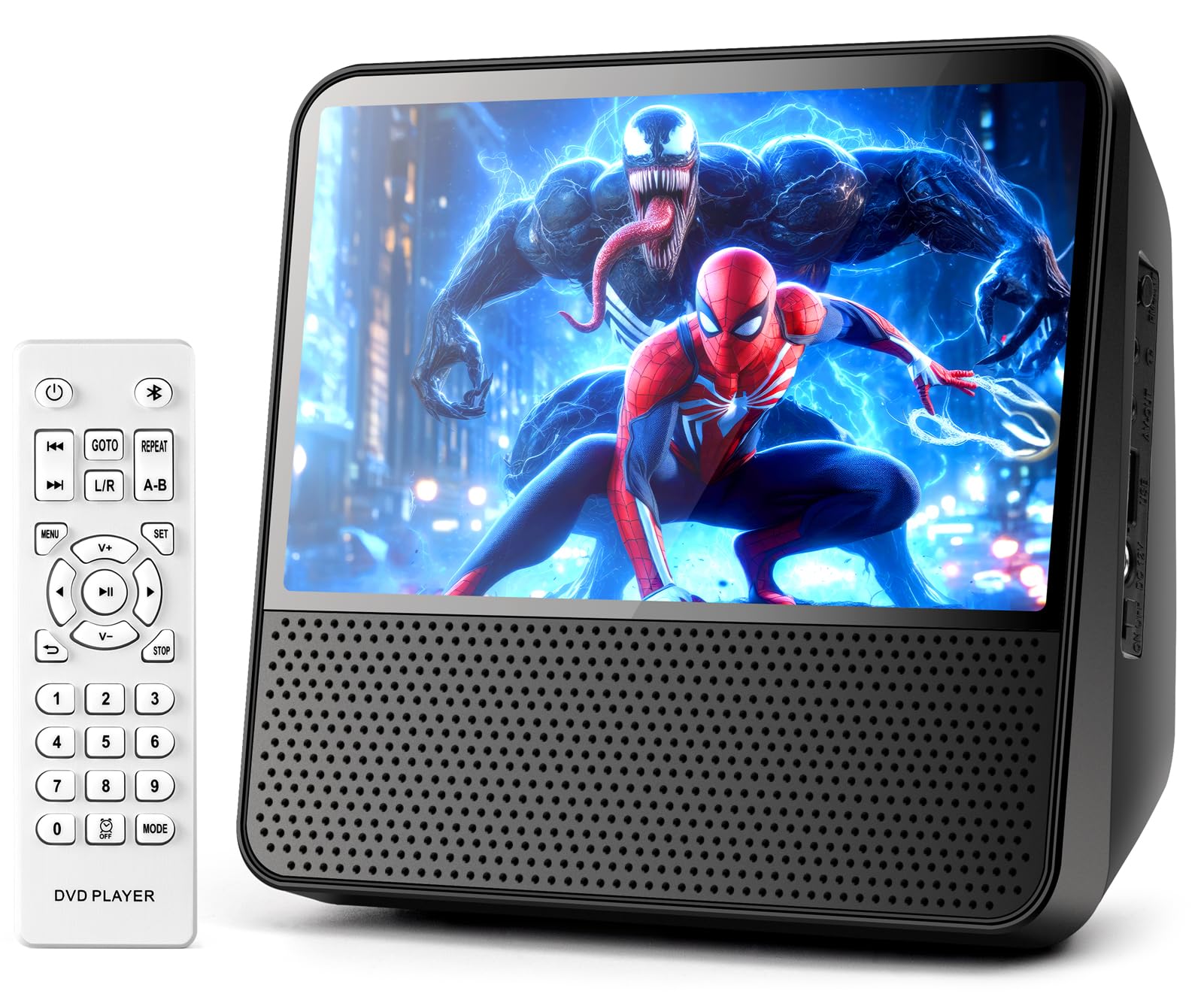 ROADOM 9.8  Portable DVD Player with Screen, 7   HD 1024*600 Digital Screen, 4000 mAh Rechargeable, Hi-Fi Stereo Sound, Remote