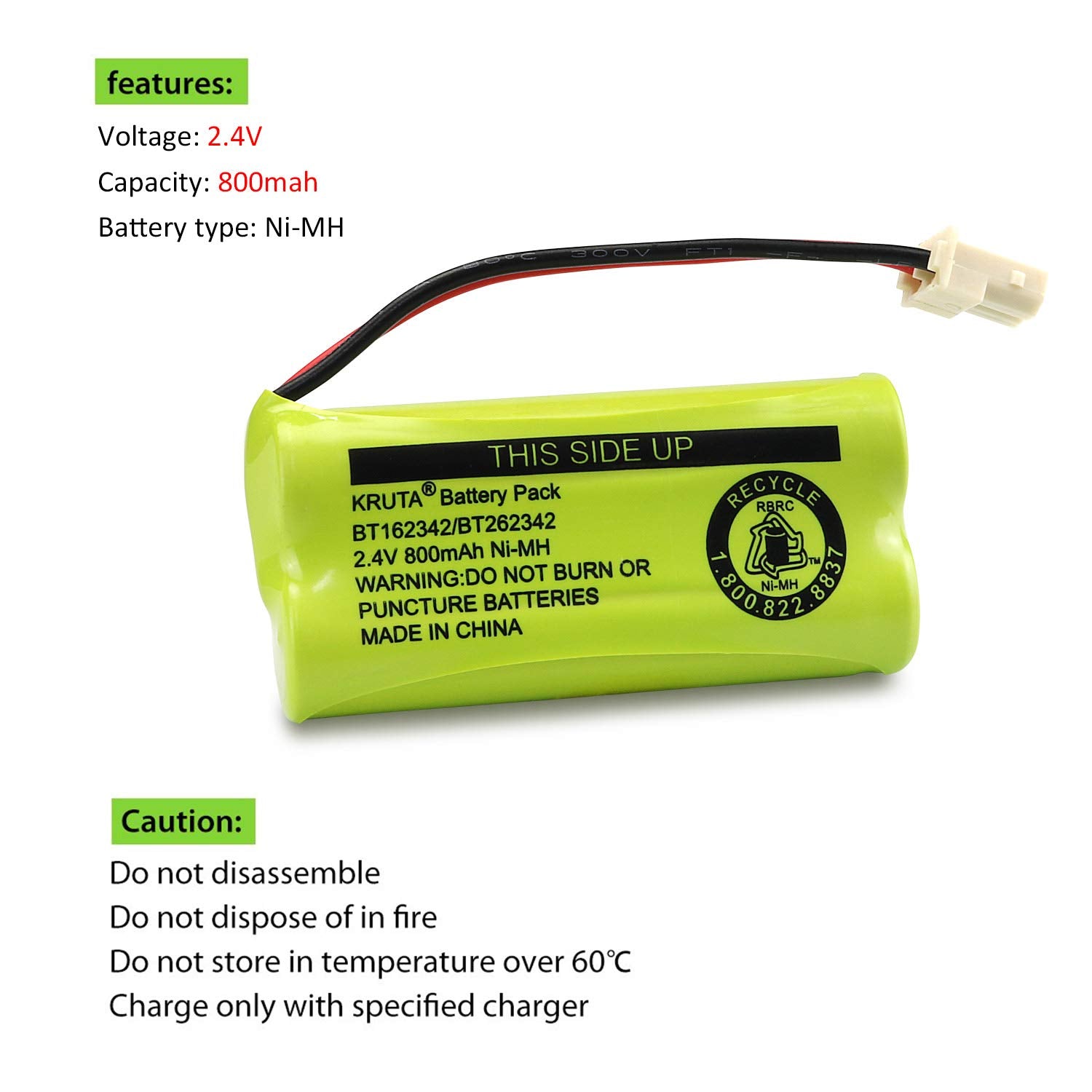 Kruta Bt166342 Bt266342 Battery 2.4V 800Mah Replacement Battery Pack Compatible With For Bt183342 Bt283342 Bt162342 Bt262342 Vte