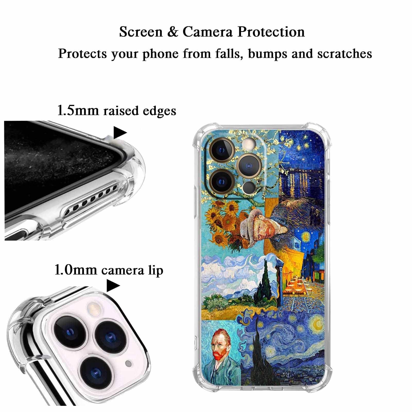 Malegaon Van Gogh Paintings Collage Case For Iphone 12 Pro Max,Starry Night Pattern Case, Soft Tpu Protective Cover For Iphone 1