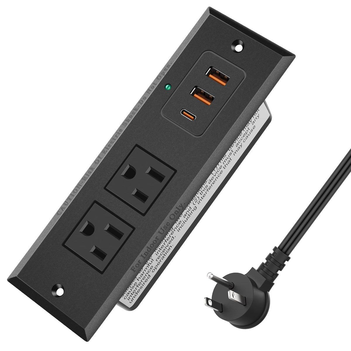 Recessed Usb Outle, Pd 18W Usb C Fast Charging Power Strip, Plug In 2Ac Outlets & 2 Usb-A Ports &1 Usb-C Port, Connect Flat Plug
