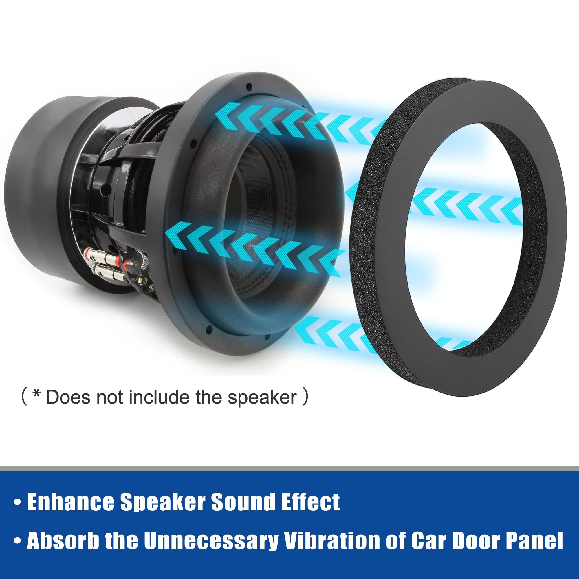 X Autohaux 4 Pcs Speaker Fast Rings 6'' 6.5'' 6.75 Inch Car Speaker Foam Baffles Enhancer System Sponge Car Horns Sponge Bass Bl