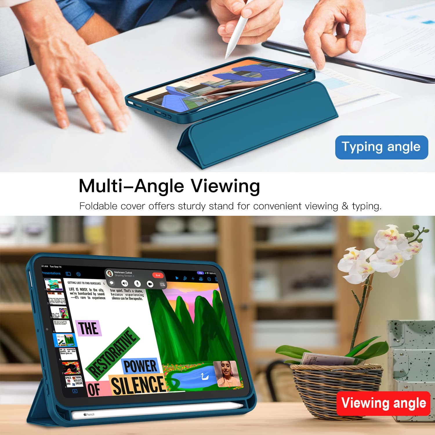 Imieet Ipad Mini 7 Case 2024 (A17 Pro), Ipad Mini 6 Case (8.3 Inch,2021 Model), Ipad Mini 7Th/6Th Generation Case With Pencil Holder, Trifold Stand Smart Case With Soft Tpu Back,Teal
