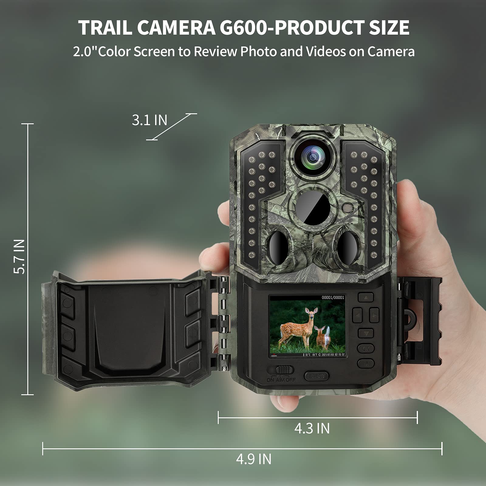Wosports Trail Camera,36Mp 4K 0.2S Trigger Motion Activated,Game Hunting Camera With Night Vision Ip66 Waterproof 2.0''Lcd 120Wi