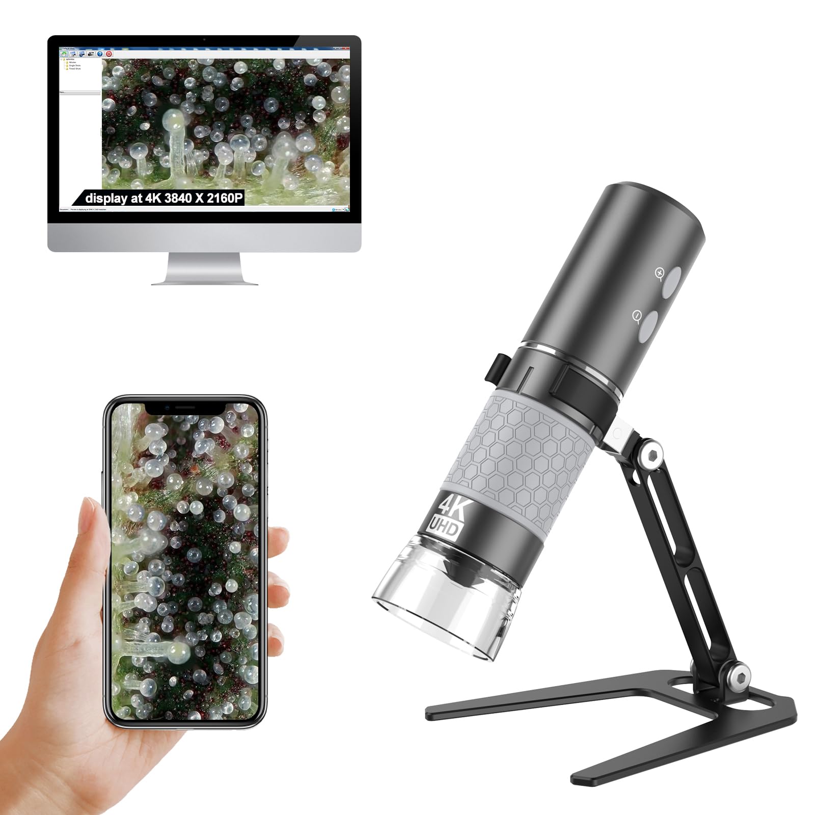 Ninyoon 4K Wifi Microscope, Upgraded Stand For Iphone Android Pc, 50 1000X Usb Digital Microscope, Hd Endoscope Camera, Compatib