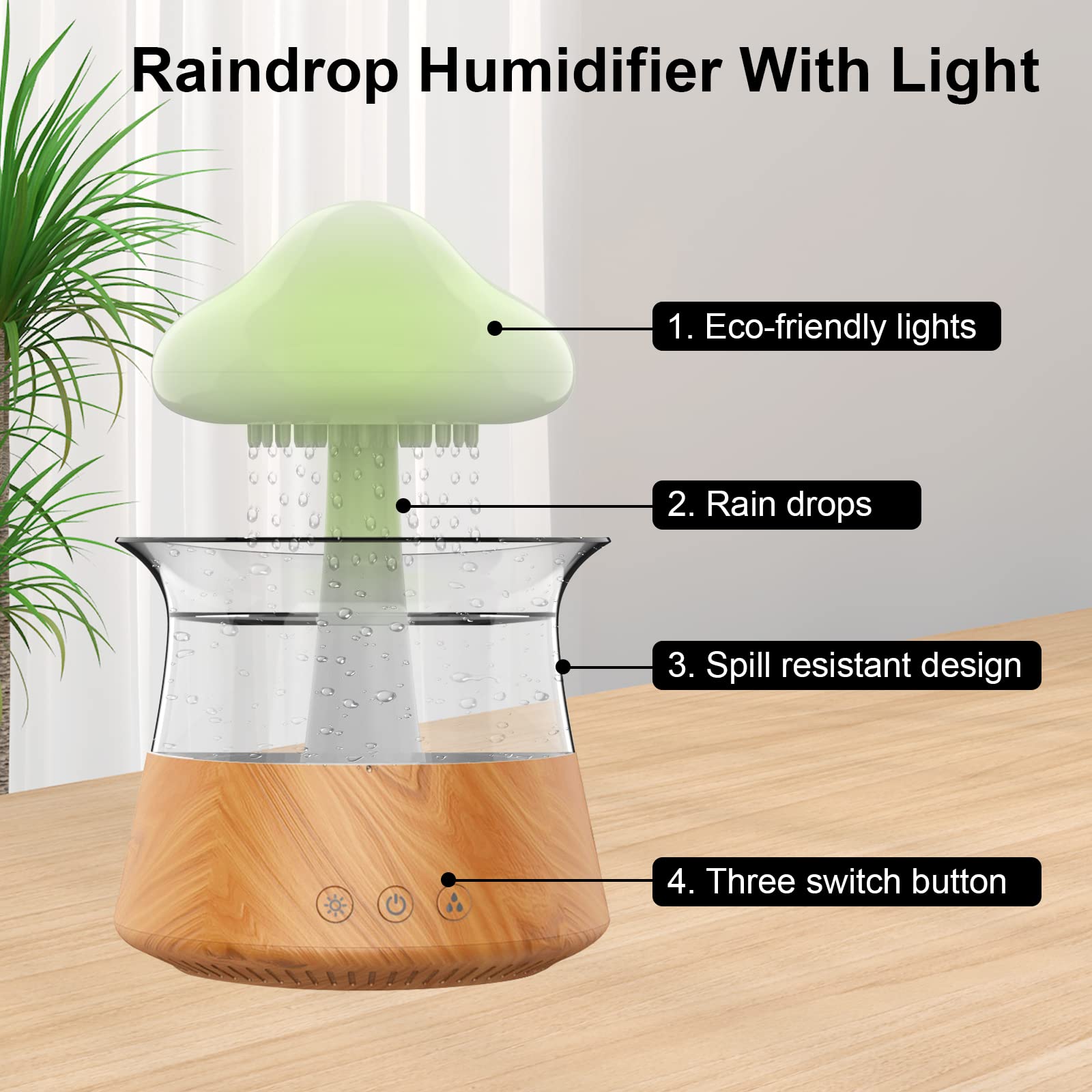 Cloud Rain Humidifiers For Bedroom & Large Room   Essential Oil Diffuser With 7 Colors Led Lights   Whole House Coverage Auto Sh