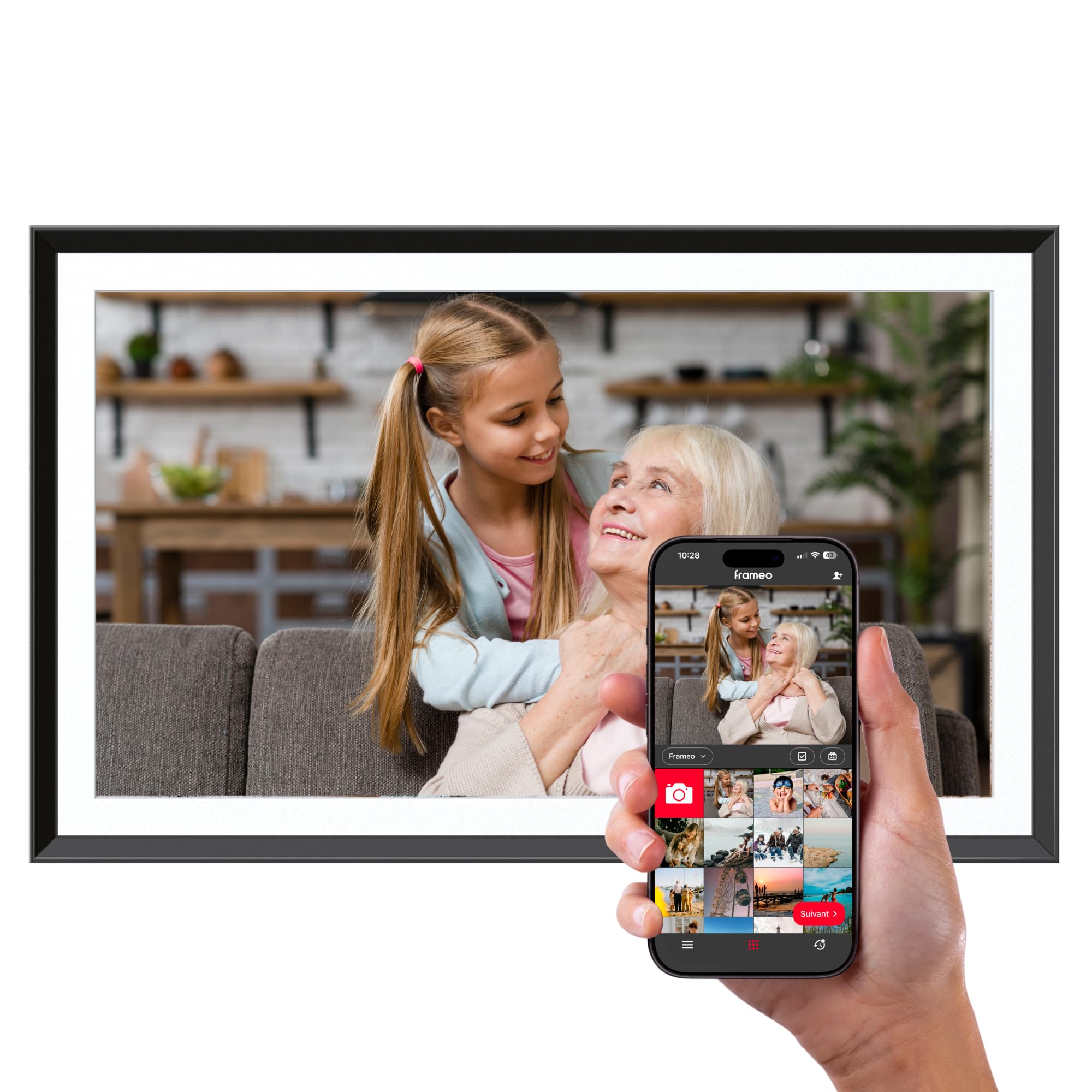 AGFAPHOTO FRAMEO WiFi Digital Picture Frame 15.6 Inch - HD Touchscreen Smart Photo Frame, Phone-Style 16:10 Ratio, Share Photos