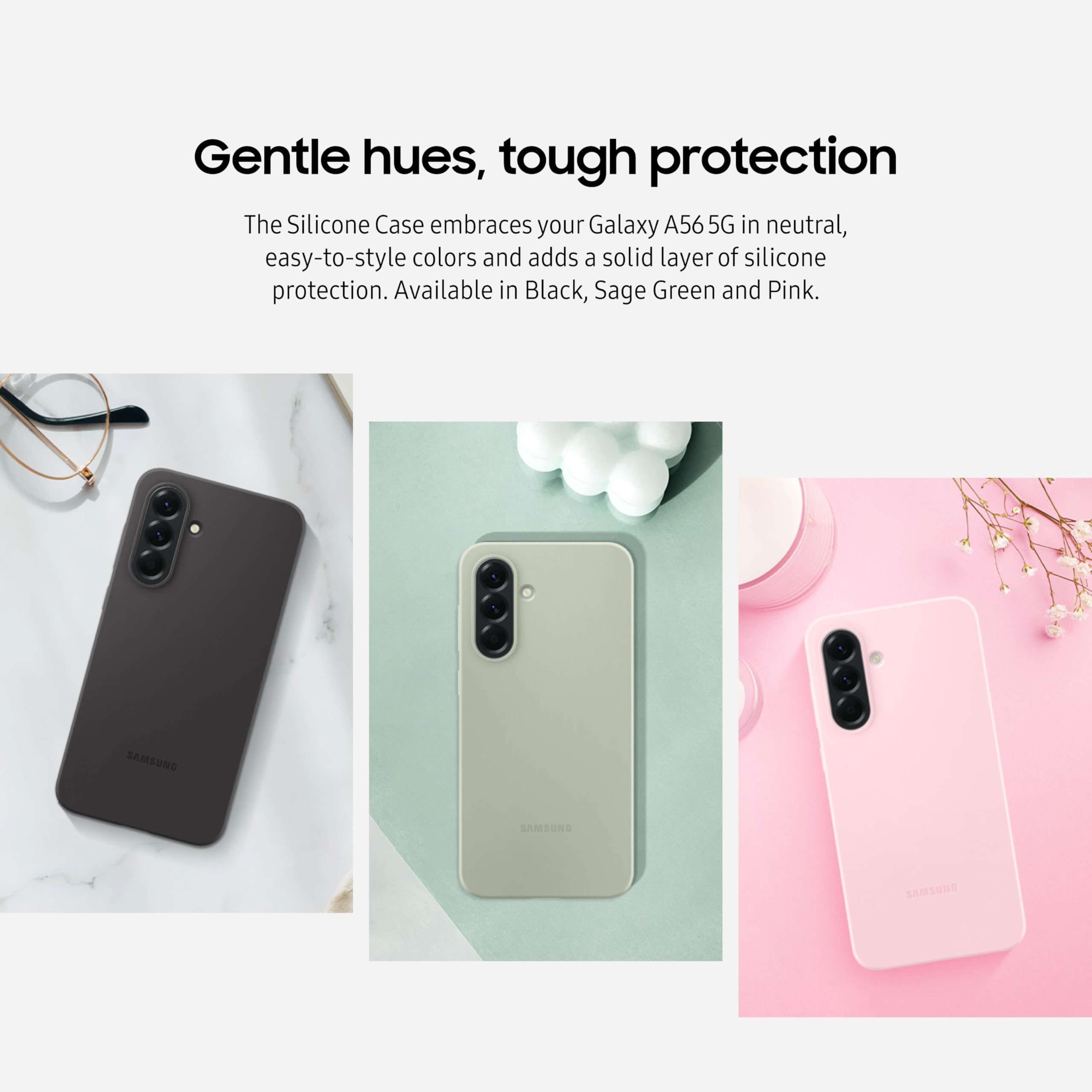 Samsung Galaxy A56 5G Silicone Phone Case, Protective, Comfortable, Easy To Hold, Us Version, Sage Green