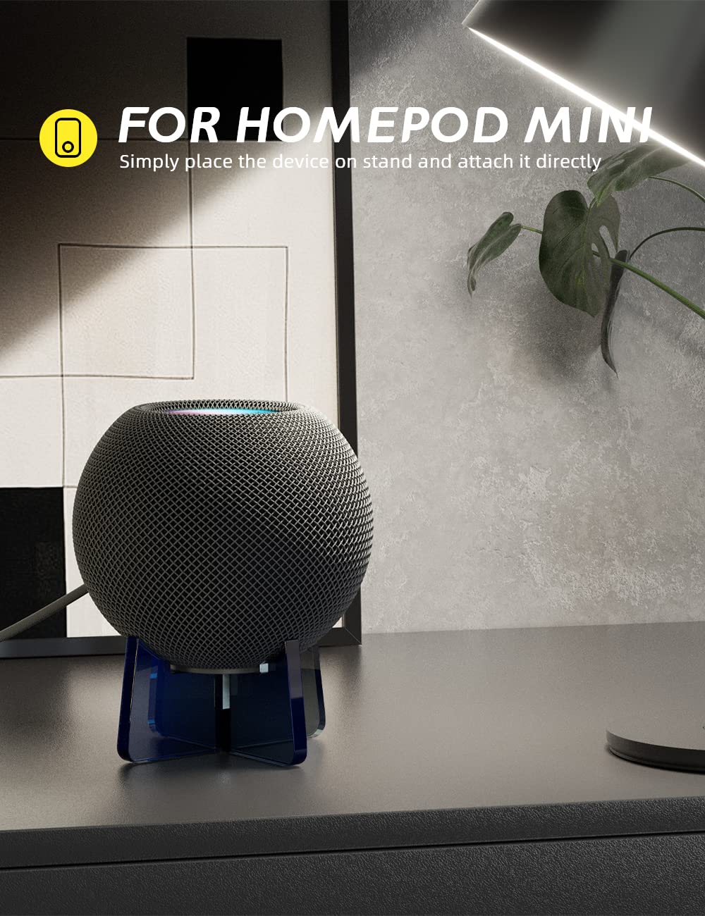 Acrylic Stand For Homepod Mini, Homepod Stand Holder,Safe Stable Mount Protects Homepod Mini Speaker (Transparent Black)