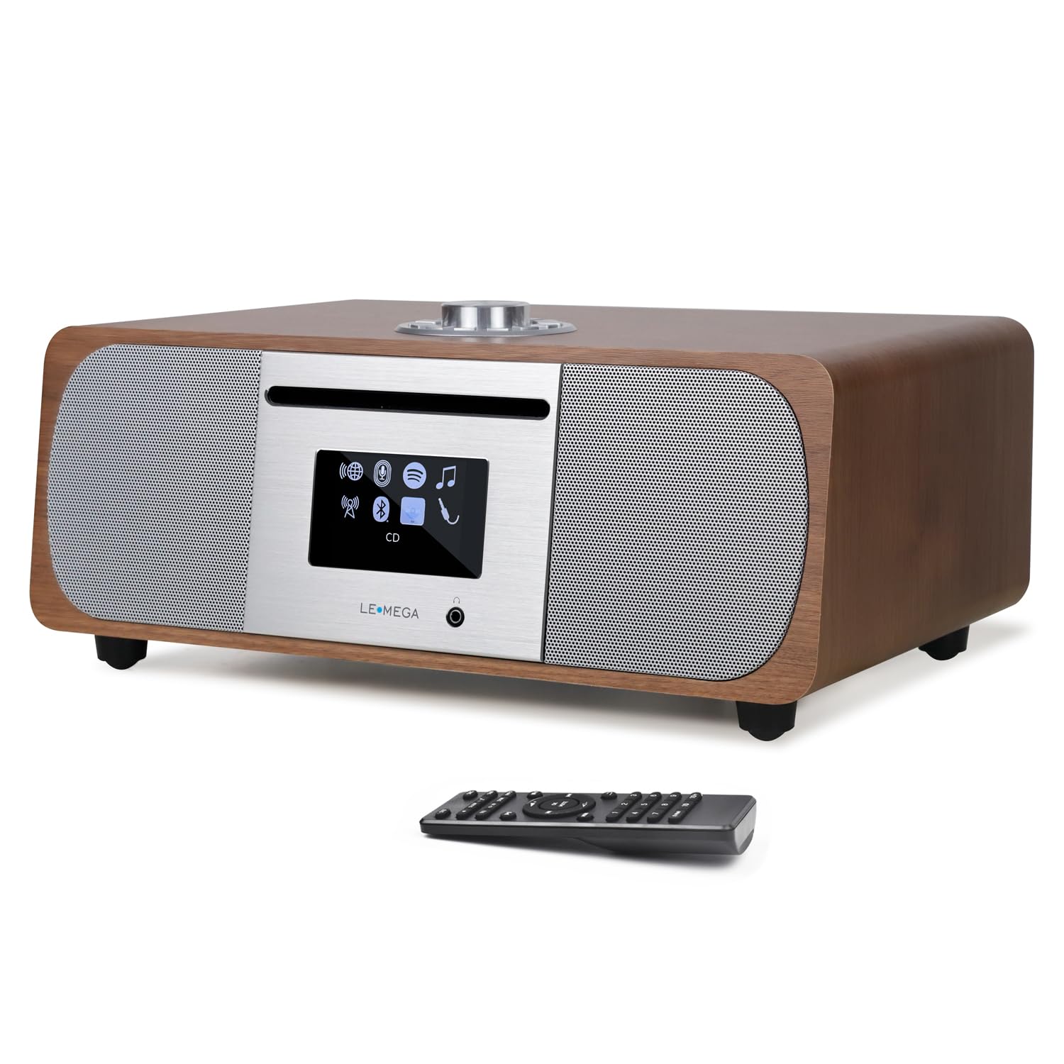 Lemega M5P Internet Radio With Cd Player For Home, Wifi Radio, Fm Digital Radio, Bluetooth Speaker, Spotify Connect,35W Home Stereo System,Usb Player,Dual Alarms Clock, Oktiv App Control Dark Walnut