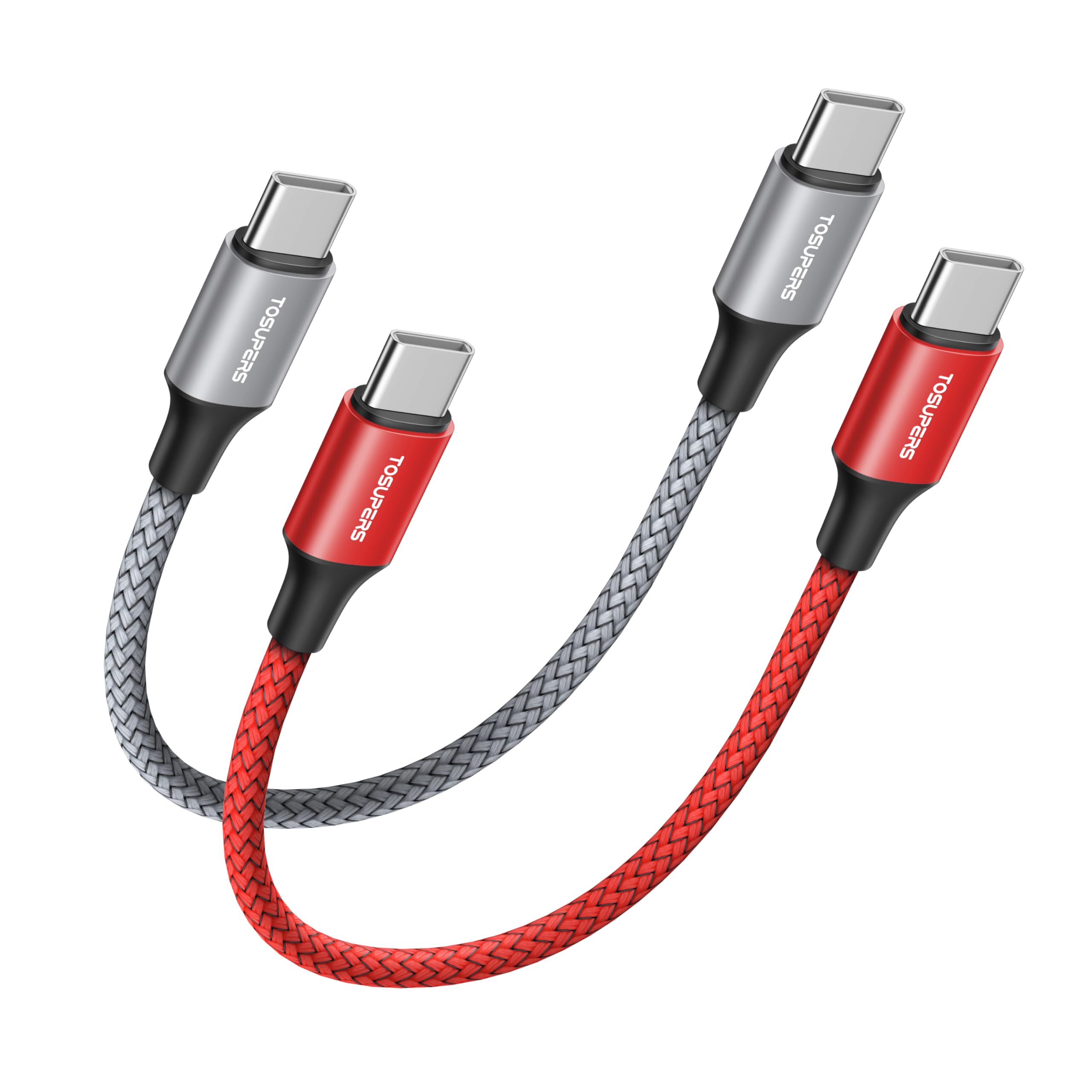 Tosupers 1Ft, 2 Pack Short Usb C To Usb C Cable Fast Charging 60W, Pd Type C Charger Cord For Iphone 16 15 Pro Max Plus, For Samsung Galaxy S24 S23 S22 Ultra Z Flip6/Fold6, For Macbook/Ipad Pro