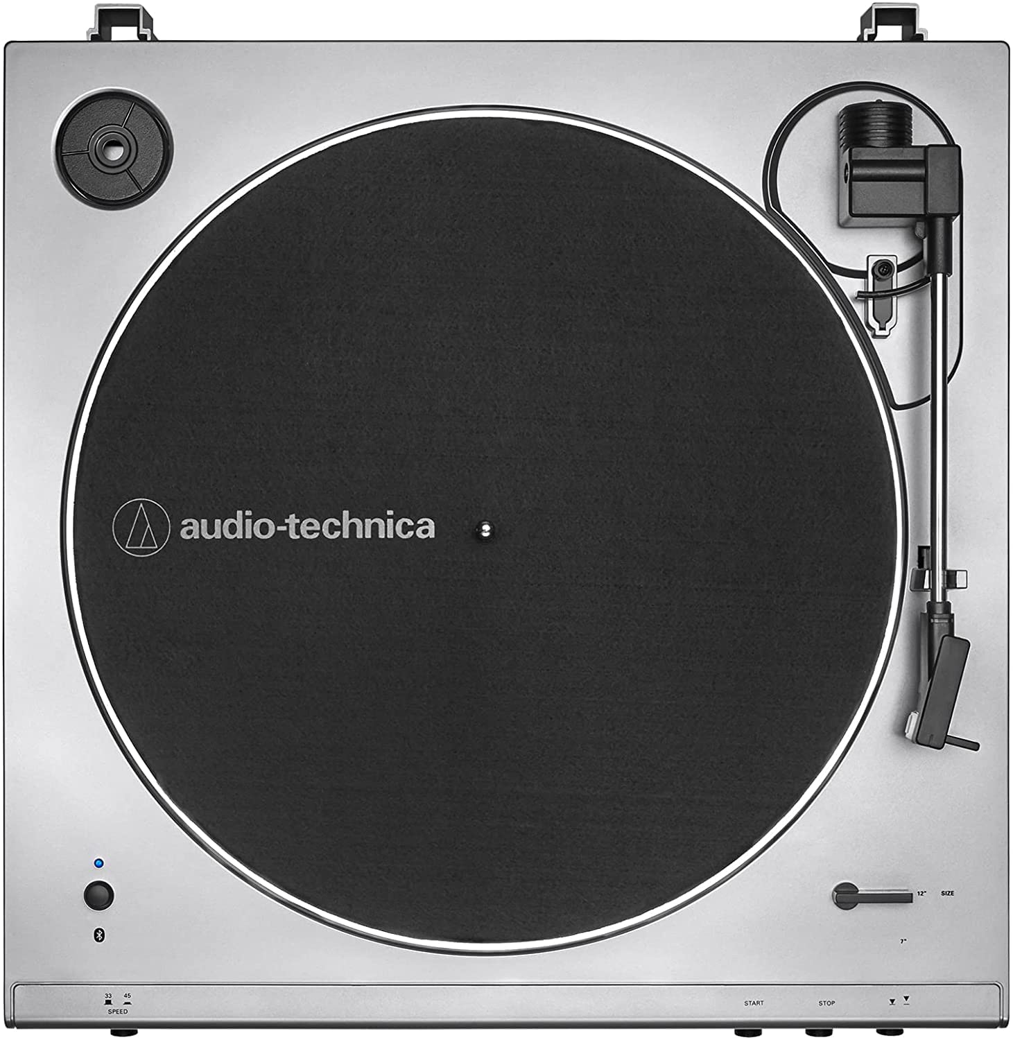 Audio-Technica At-Lp60Xbt-Sv Fully Automatic Bluetooth Belt-Drive Stereo Turntable, Silver, Hi-Fi, 2 Speed, Dust Cover, Anti-Res