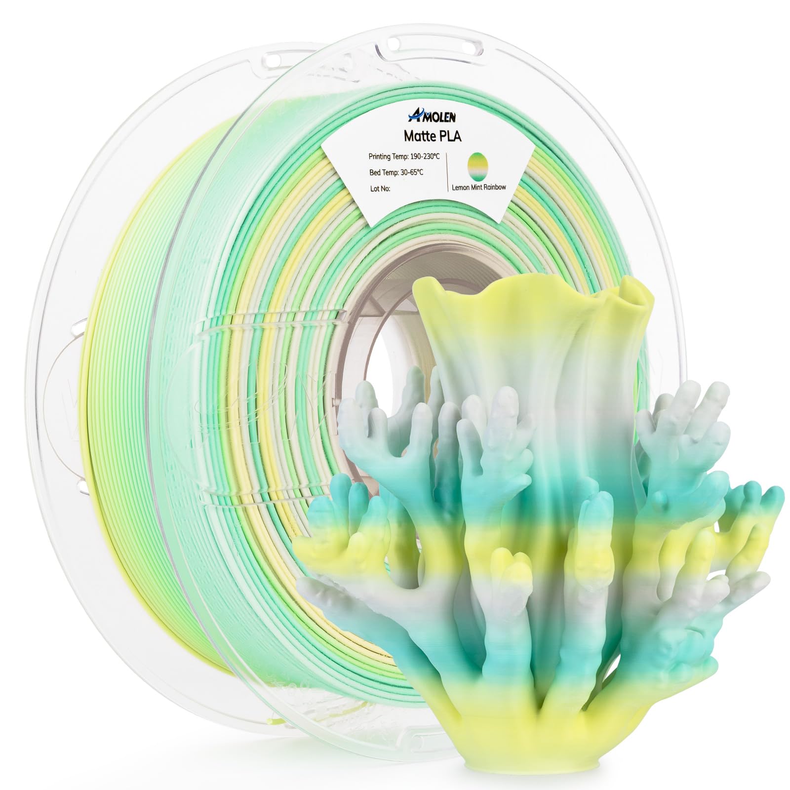 AMOLEN Matte PLA 3D Printer Filament 1.75mm, Multicolor Gradient Rainbow Color Changing 3D Filament for Most FDM 3D Printers, Di