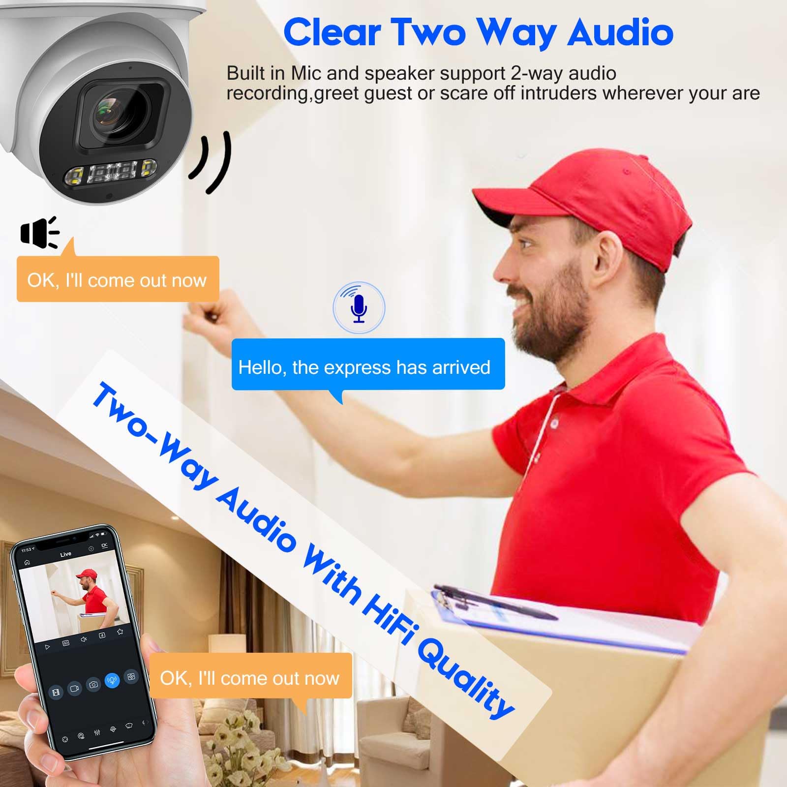 Vikylin 4K 8Mp Ptz Ip Poe Camera,5X Optical Zoom 2.7~13.5Mm Lens, Spotlight Color Night Vision,Sound Alarm,2  Way Audio,Sd(512Gb