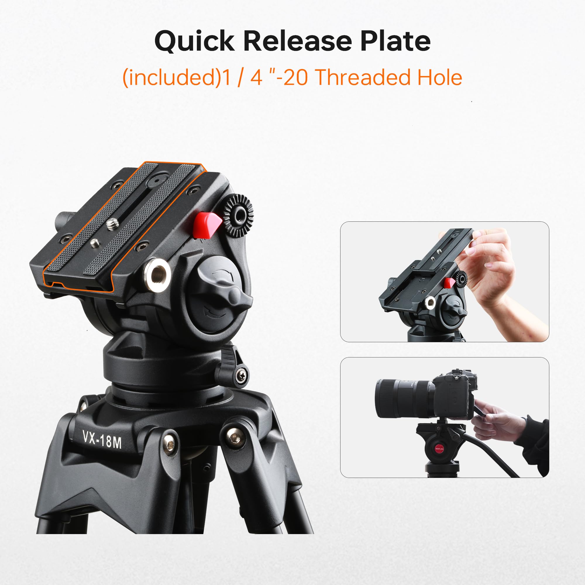 Viltrox 74 Heavy Duty Tripod, Video Tripod With Adjustable Damping 360 Fluid Head, Professional Camera Tripod With Universality