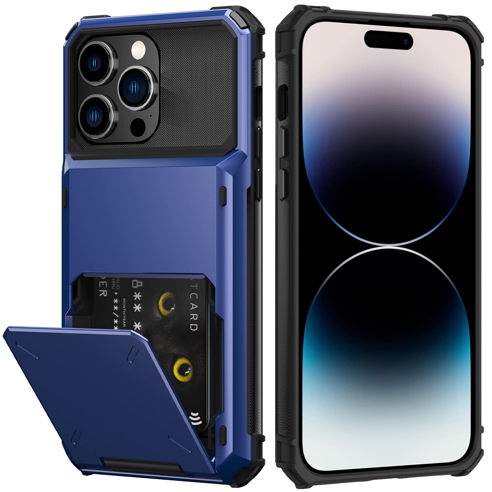 Nvollnoe For Iphone 14 Pro Max Case With Card Holder[Store 5 Cards] Dual Layer Heavy Duty Shockproof Iphone 14 Pro Max Wallet Ca