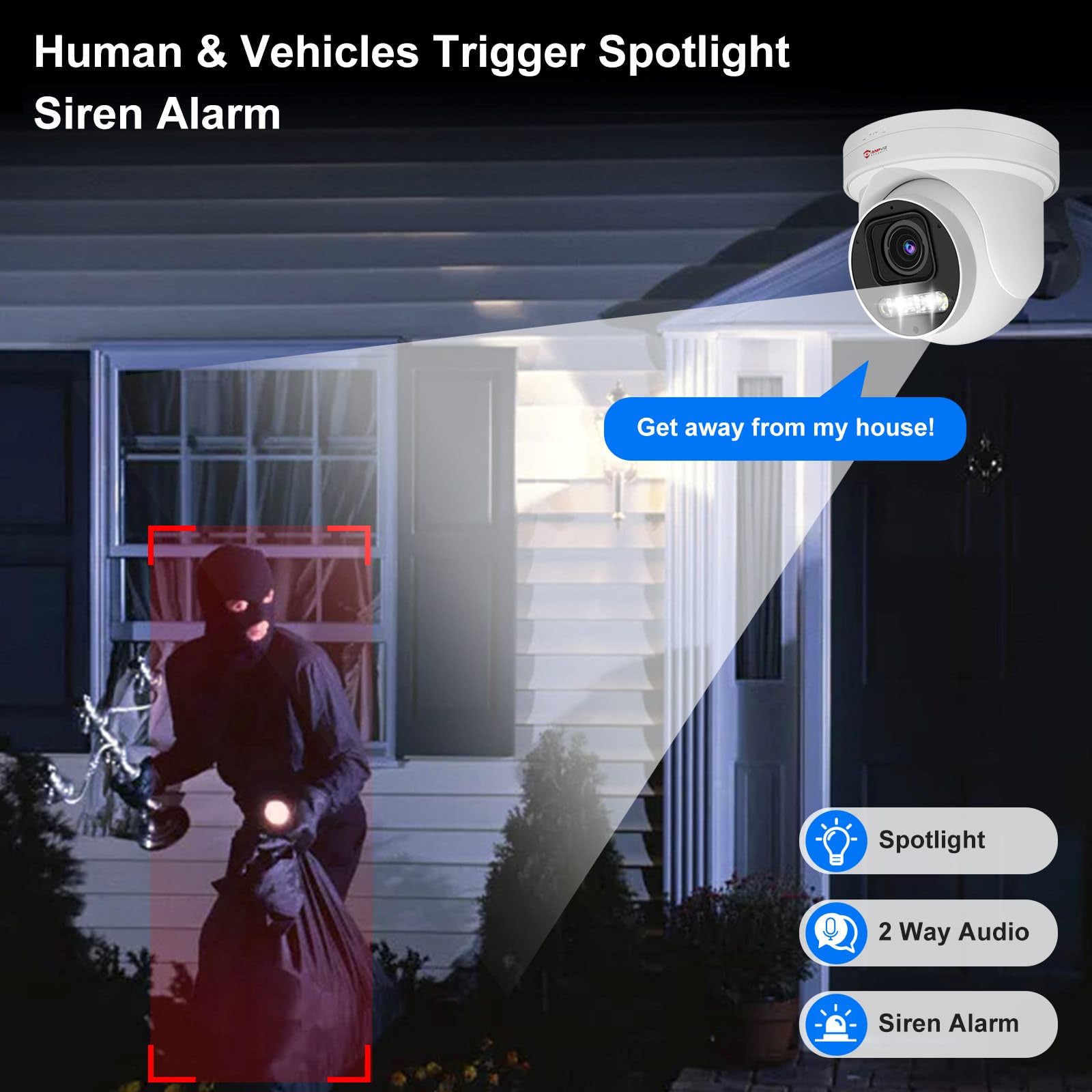 Anpviz 6Mp Poe Ptz Camera Outdoor, 5X Optical Zoom 2.7~13.5Mm Lens, Pan Tilt Zoom Ip Security Camera With Human Vehicle Detectio