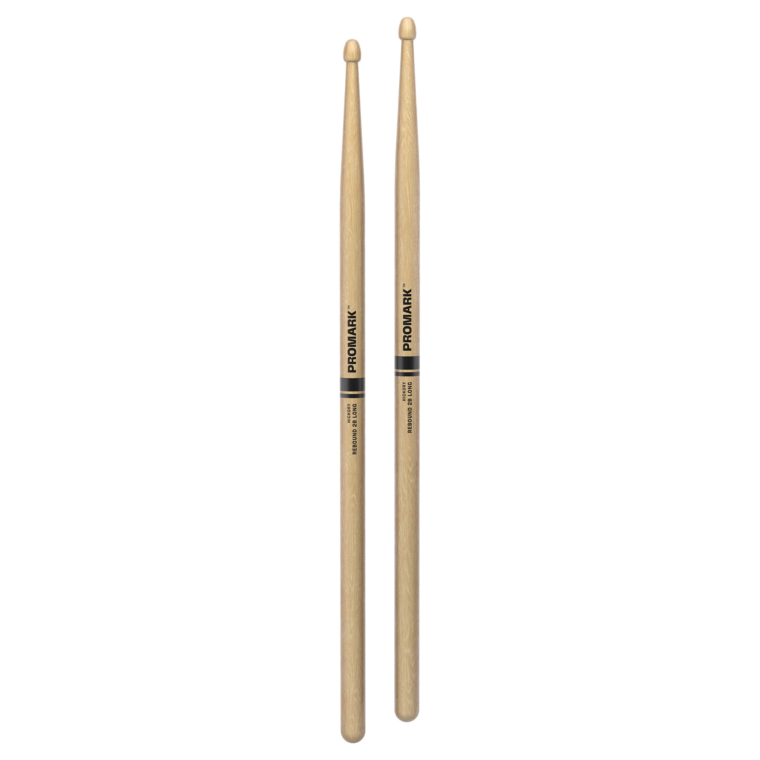 Promark Rebound 2B Long Hickory Drumsticks, Acorn Wood Tip, One Pair
