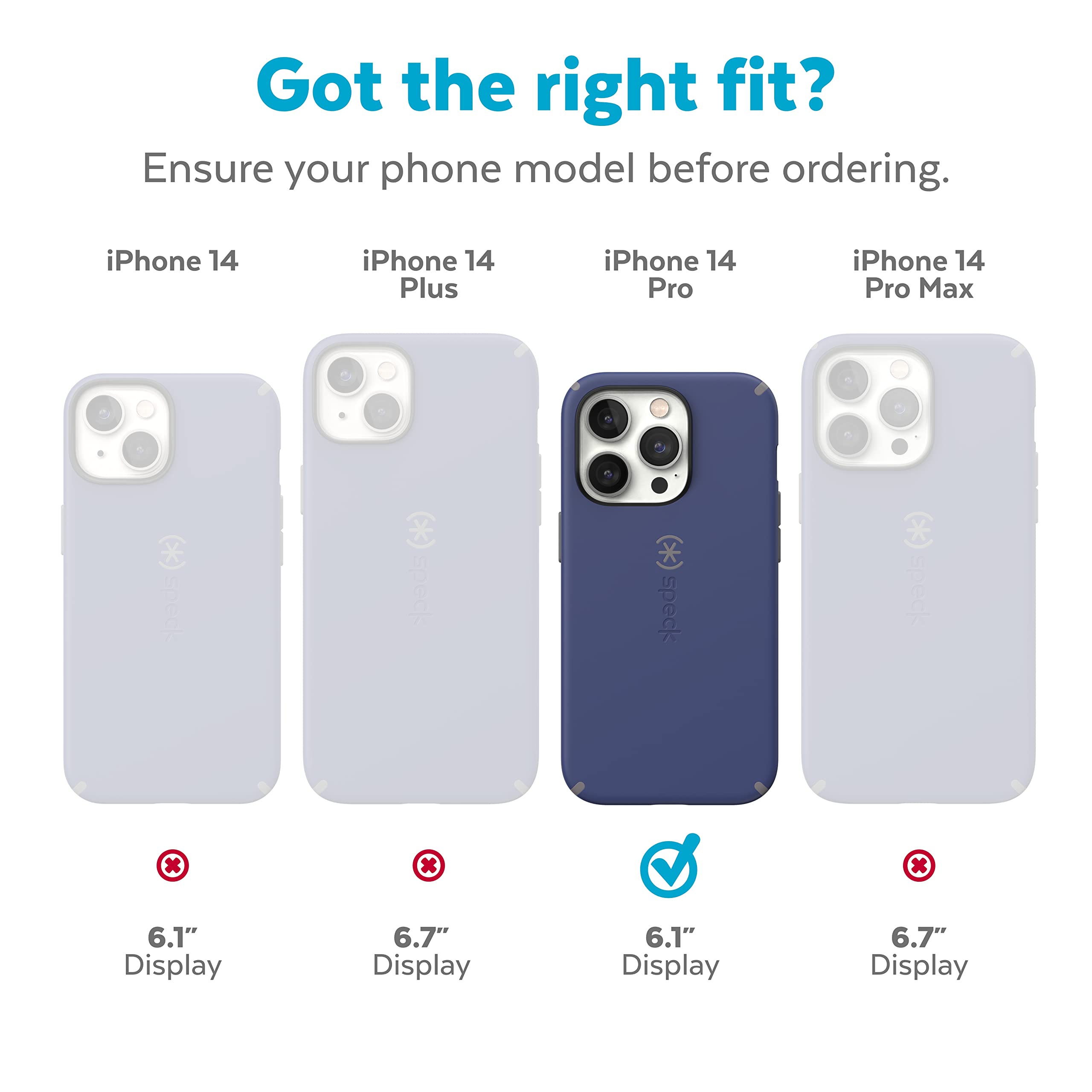 Speck Iphone 14 Pro Case - Slim, Drop Protection, Scratch Resistant, Dual Layer, Cloudy Grey/Spring Purple Candyshell Pro