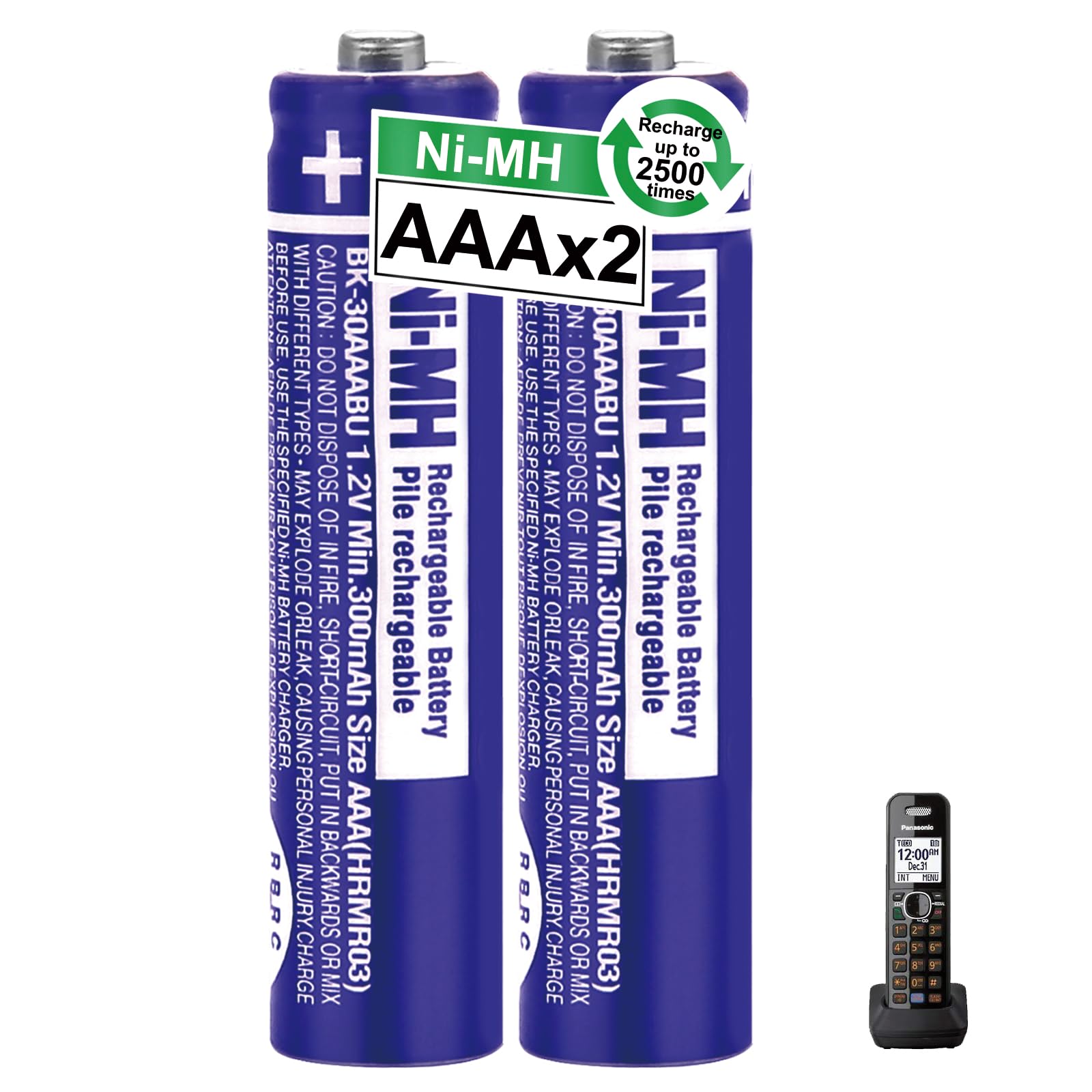 Osim 2Pack Bk 30Aaabu Ni Mh Aaa Rechargeable Batteries 300Mah Aaa Ni Mh Rechargeable Batteries 1.2V For Cordless Phones, Remote