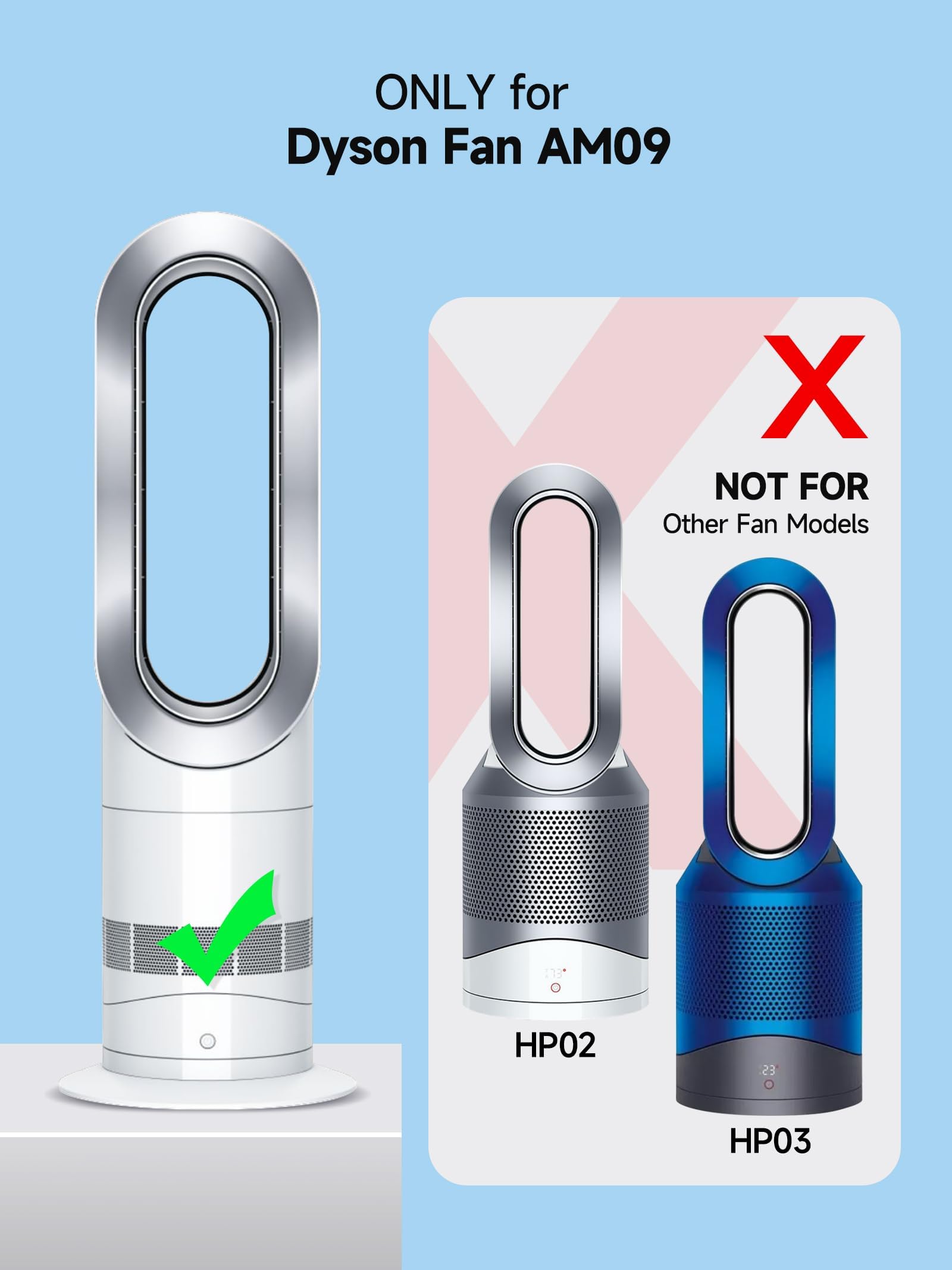 Pzl New Replacement Remote Control For Dyson Am09 Hot + Cool Heater Tower Fan (Silver), Not For White Remote