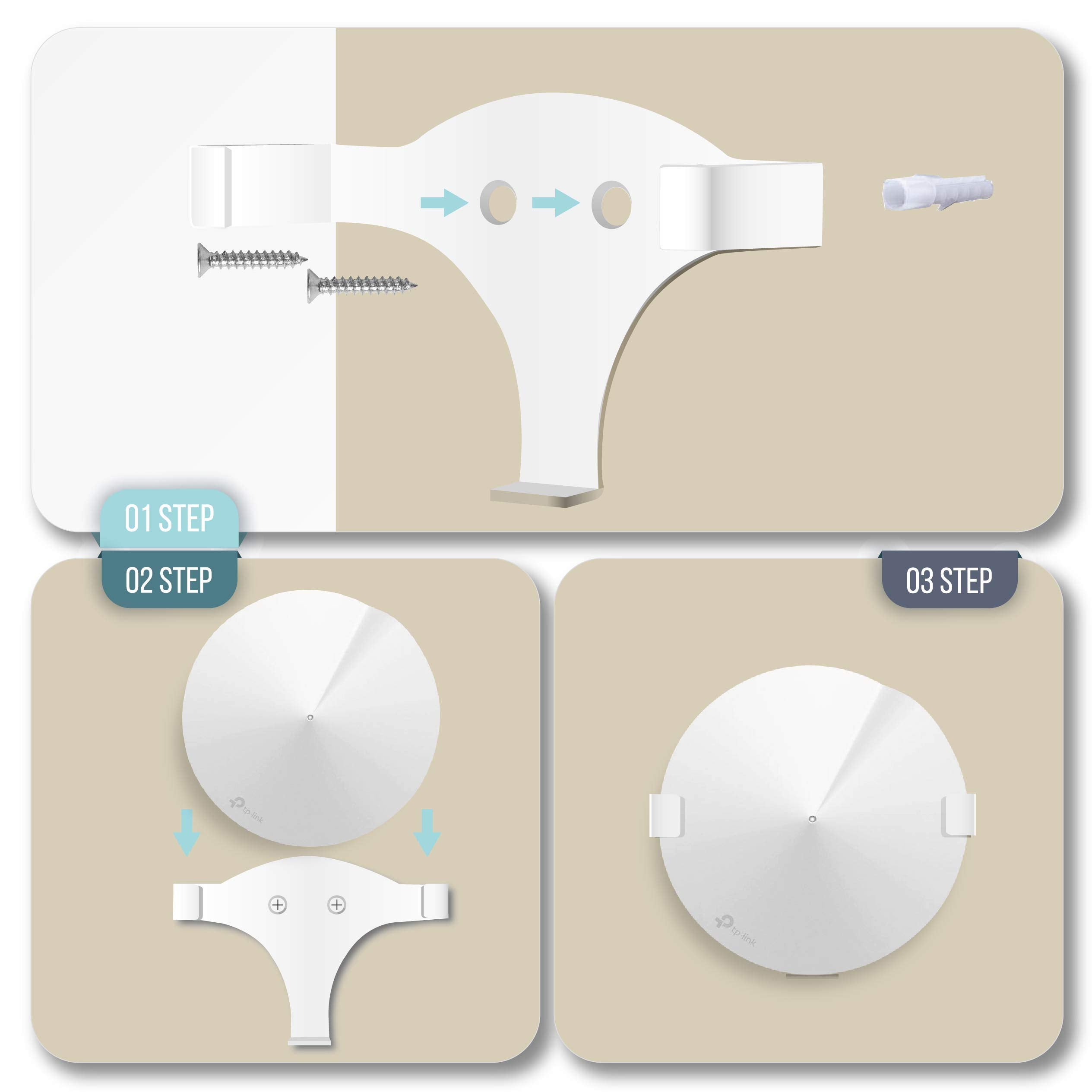 Allicaver Compatible Wall Mount Tp Link Deco M9, Sturdy Metal Made Mount Stand Holder Compatible Tp Link Deco M9 Mesh Wifi. (3 P