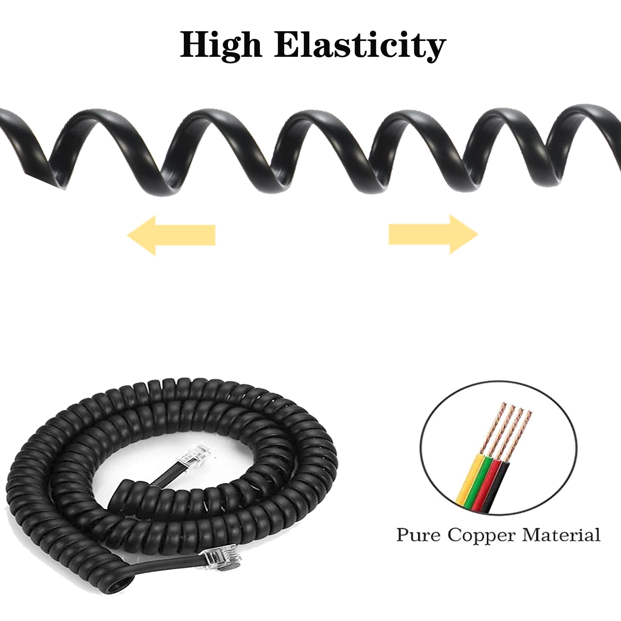 Telephone Cord,Telephone Cord Detangler, 4Pack 8Ft Uncoiled / 1.4Ft Coiled Telephone Handset Cord With 4 Pack 360 Degree Rotatin