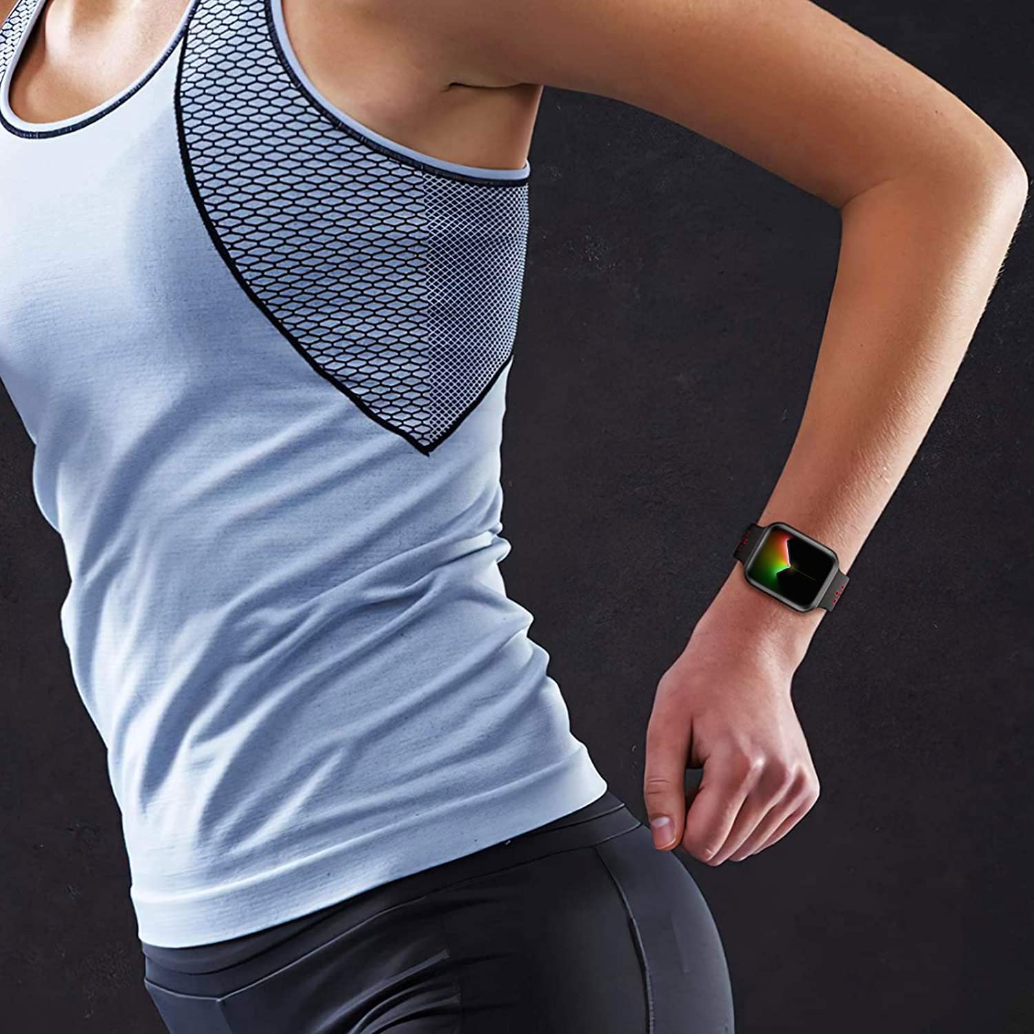 Almnvo Sport Silicone Solo Loop Bands For Apple Watch Bands 38Mm 41Mm 40Mm,Breathable Wristbands,Replacement Strap No Clasp For